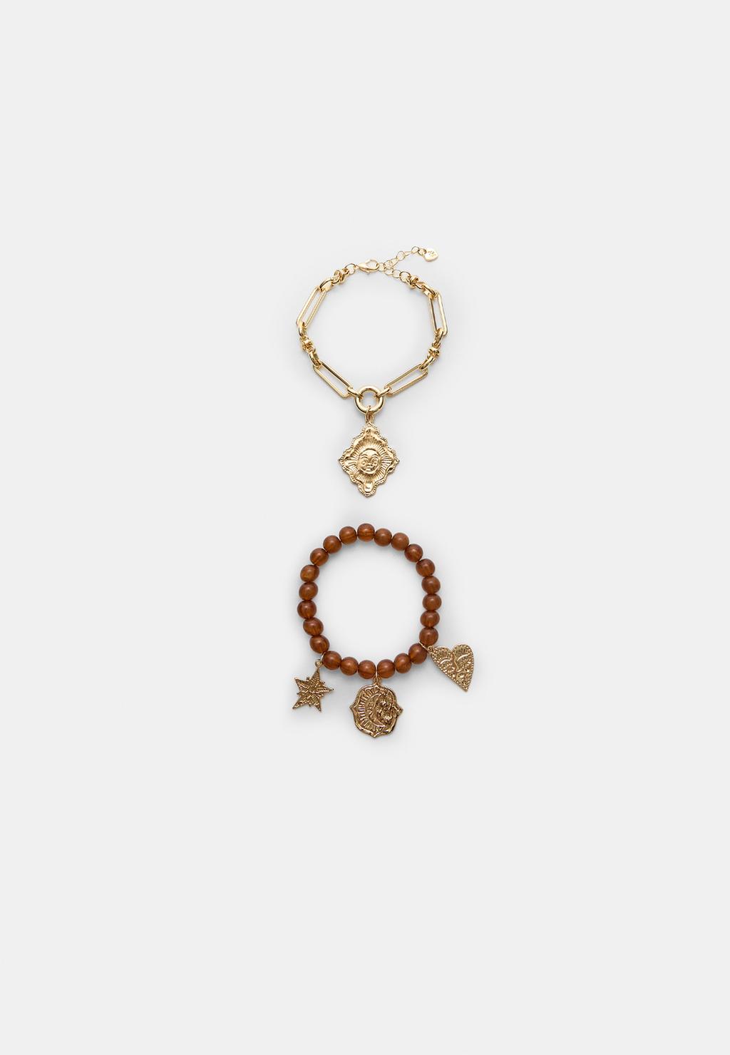 Set 2 pulseras abalorios y charms