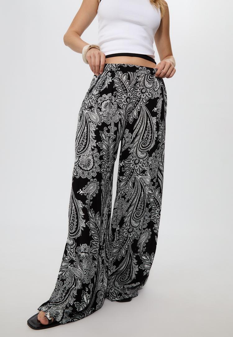 flowing printed palazzo trousers