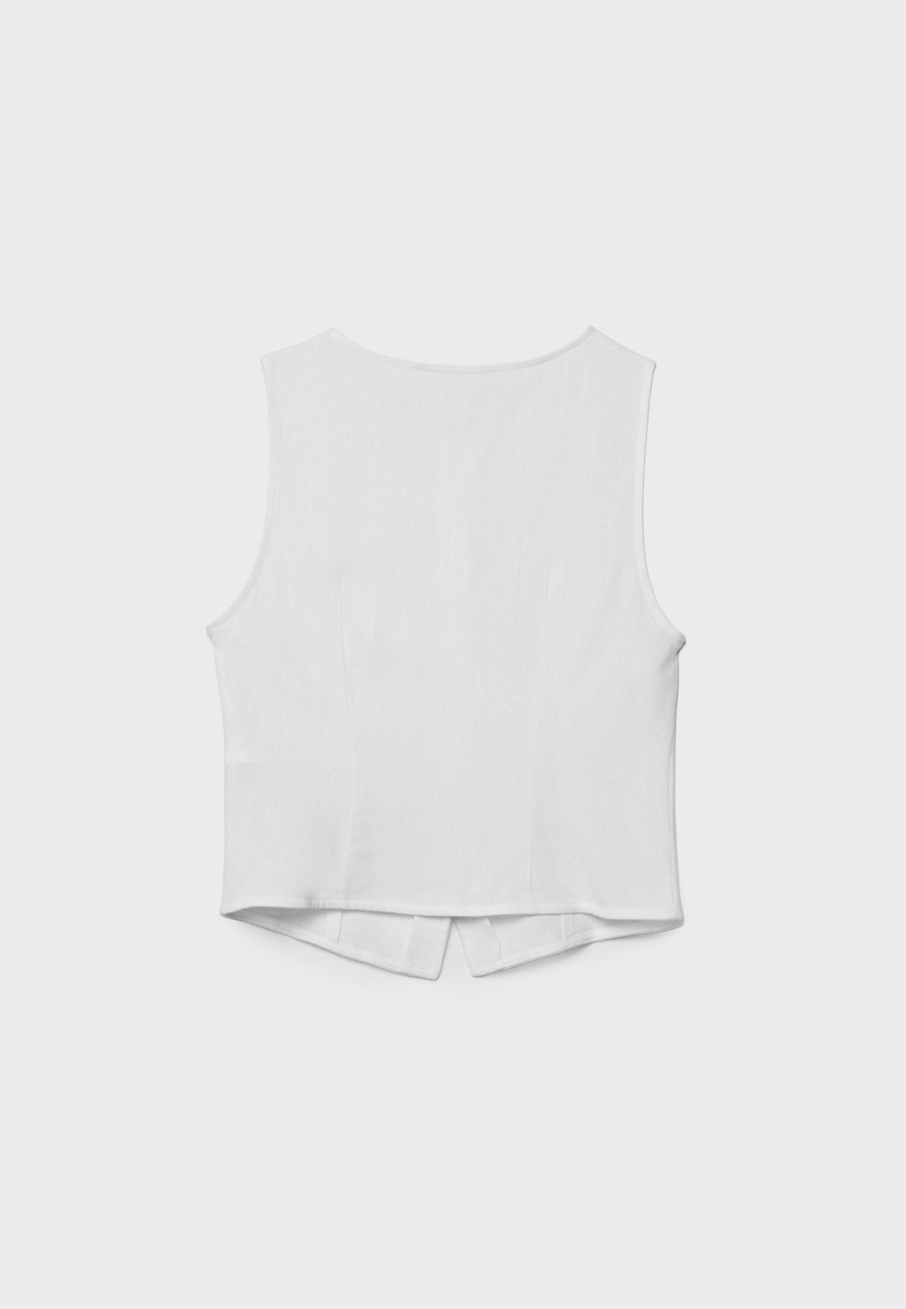 Sleeveless buttoned top — White