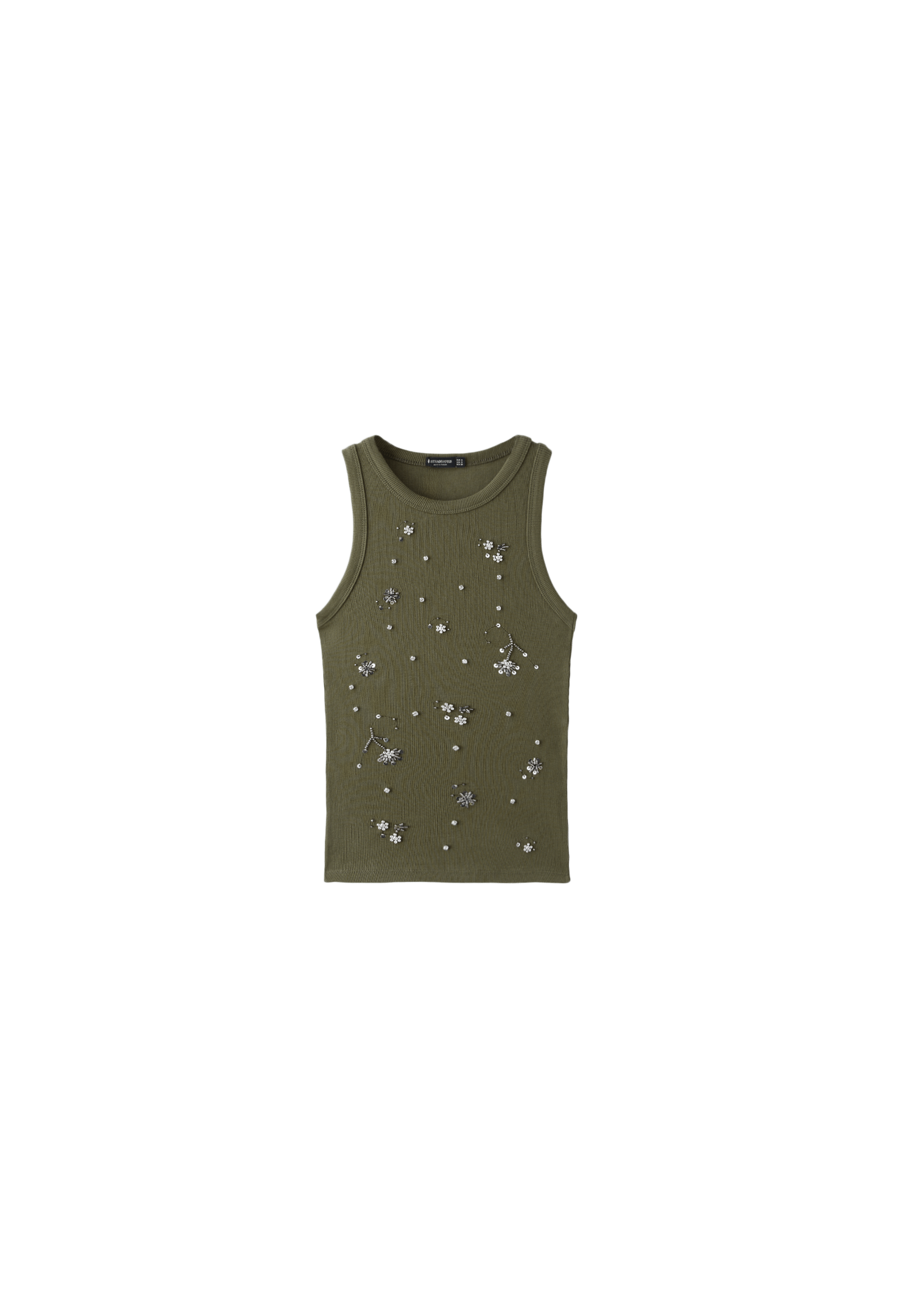 Jewelled racerback top — Khaki