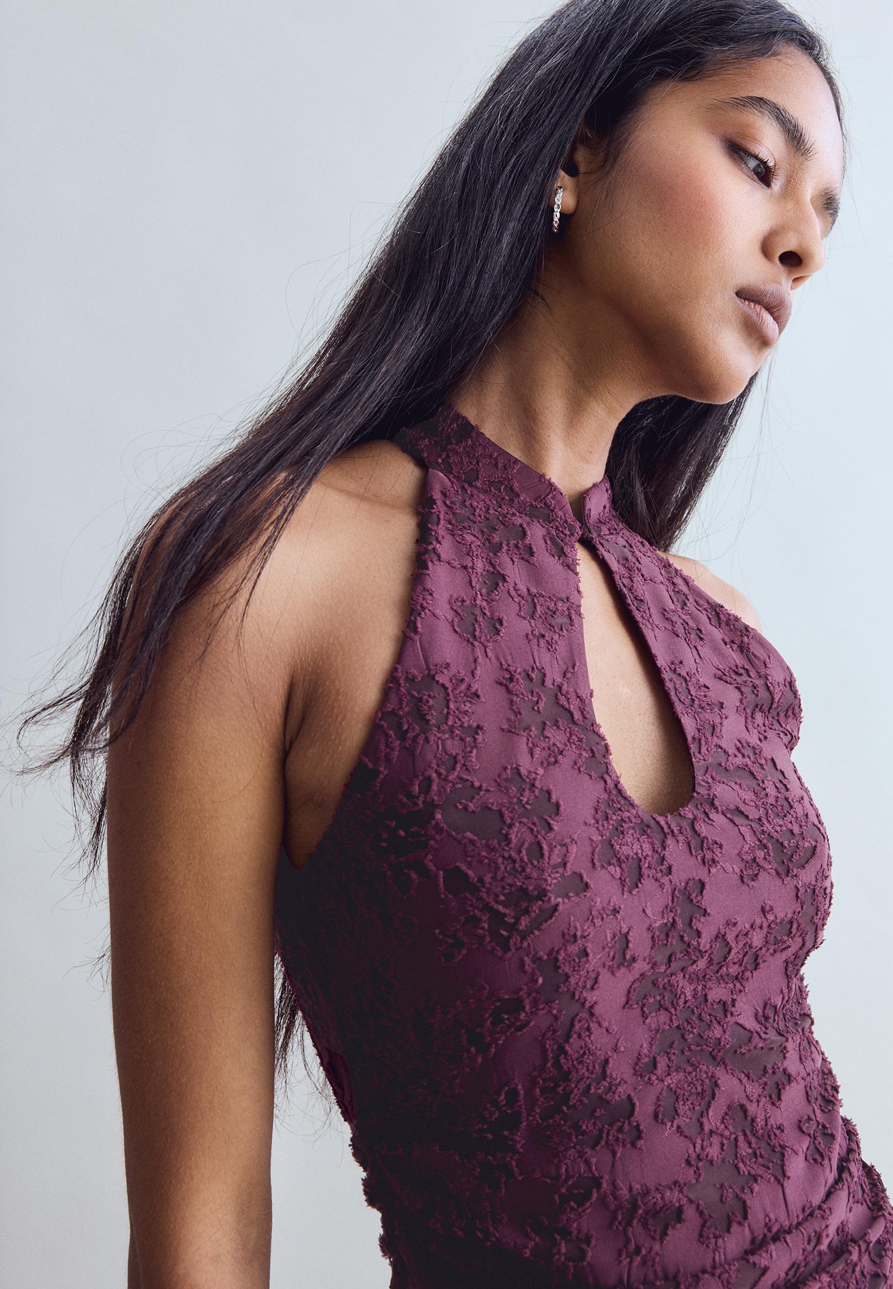 Jacquard midi dress — Purple