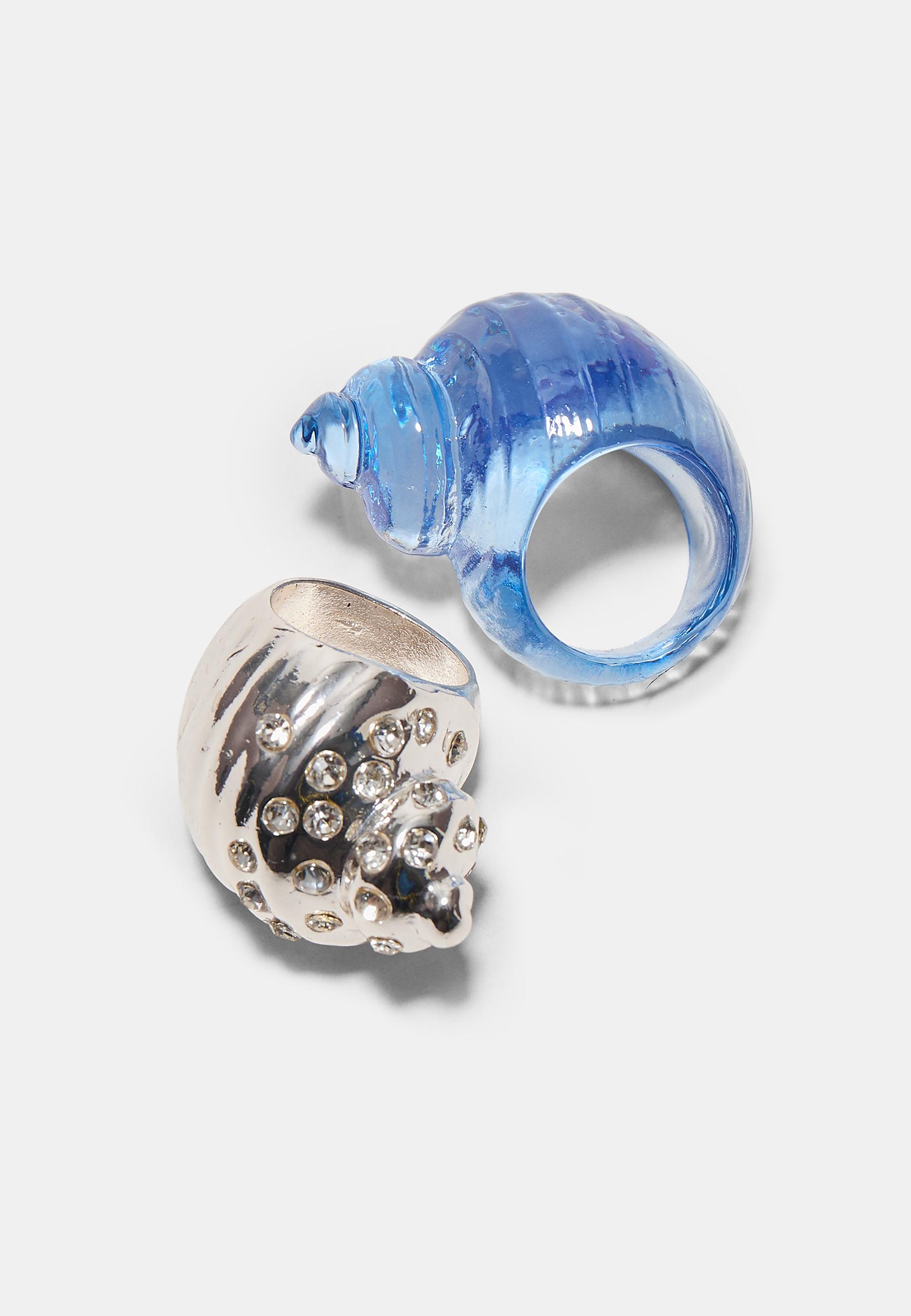 Set of 2 shimmery seashell rings — Grey