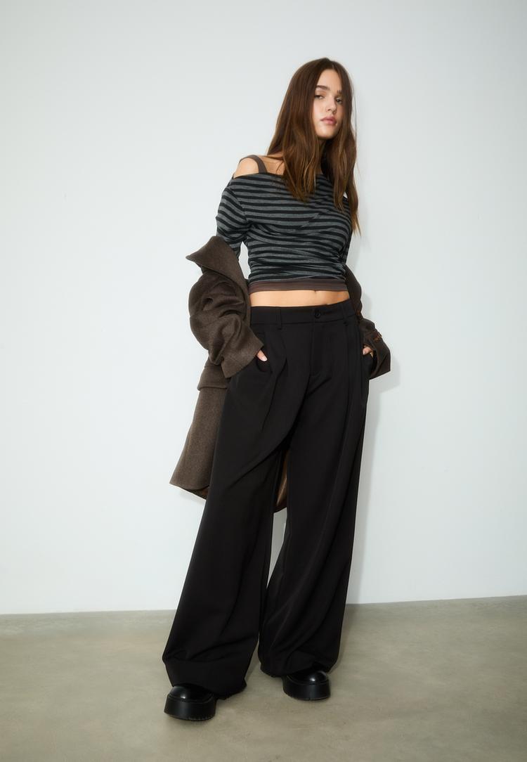 pantalon vestir wide leg pinzas