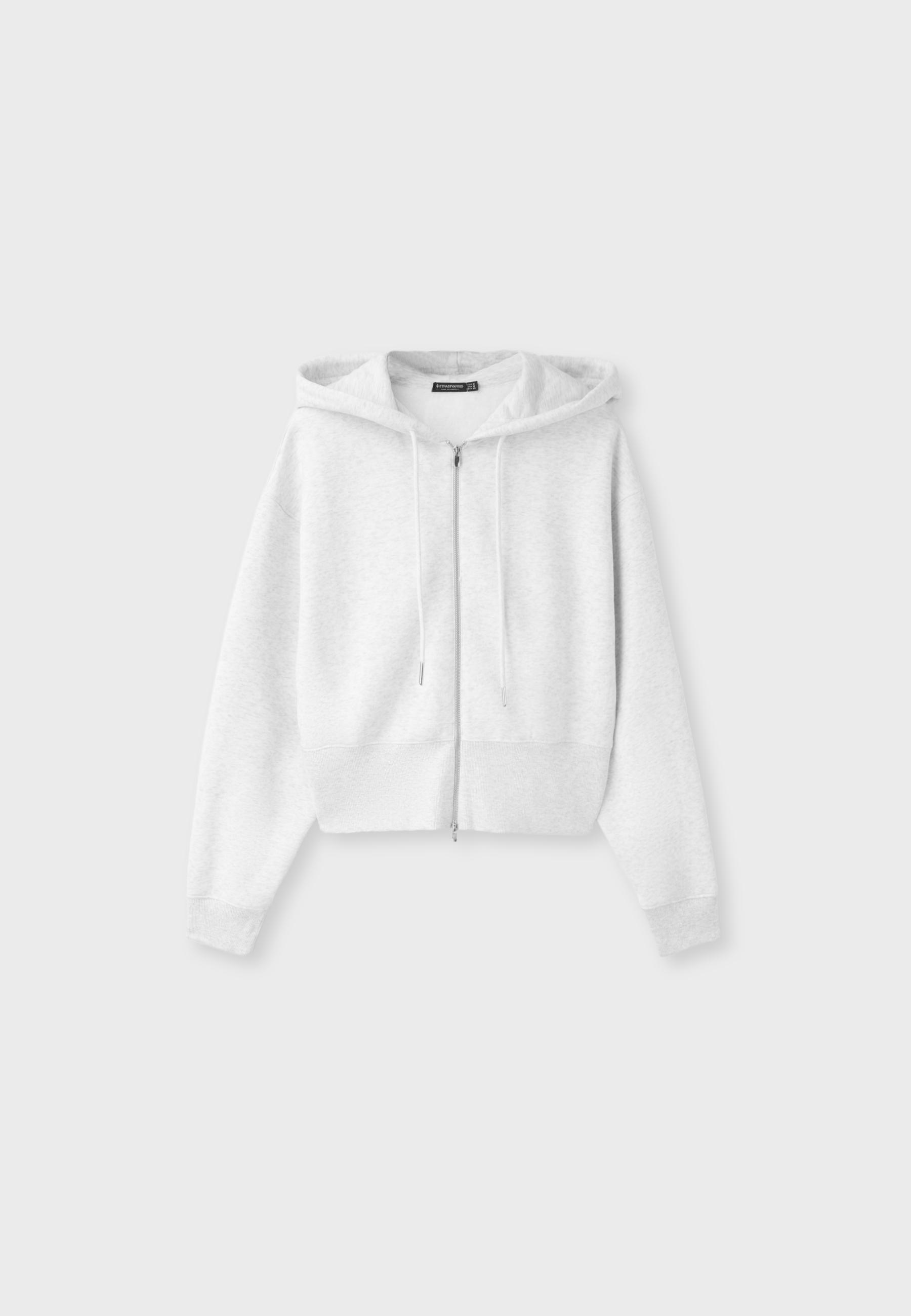 Zip-up hooded sweatshirt — Grey melange