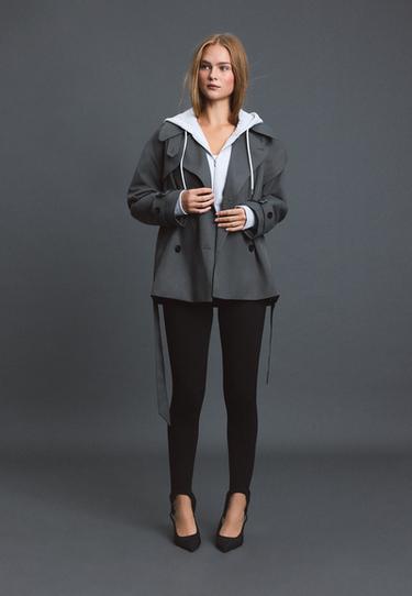 Regular high neck trench coat — Dark grey 2