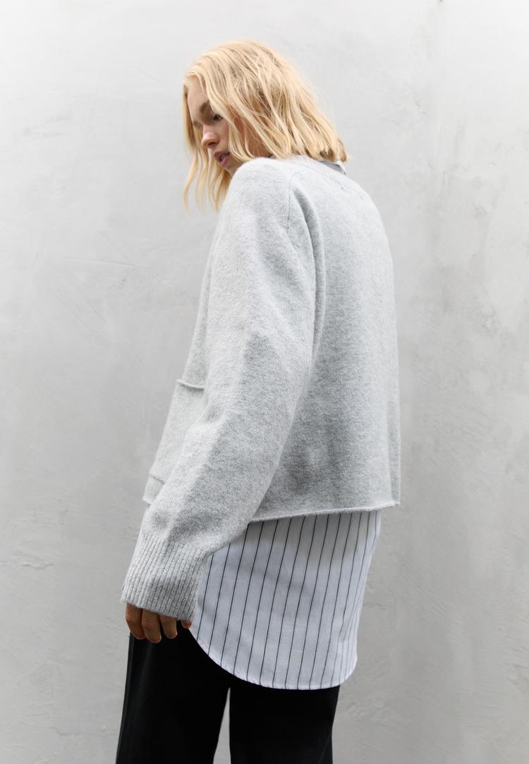chaqueta punto detalle doble cuello