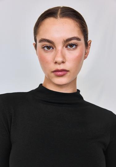 Basic funnel neck T-shirt — Black 4