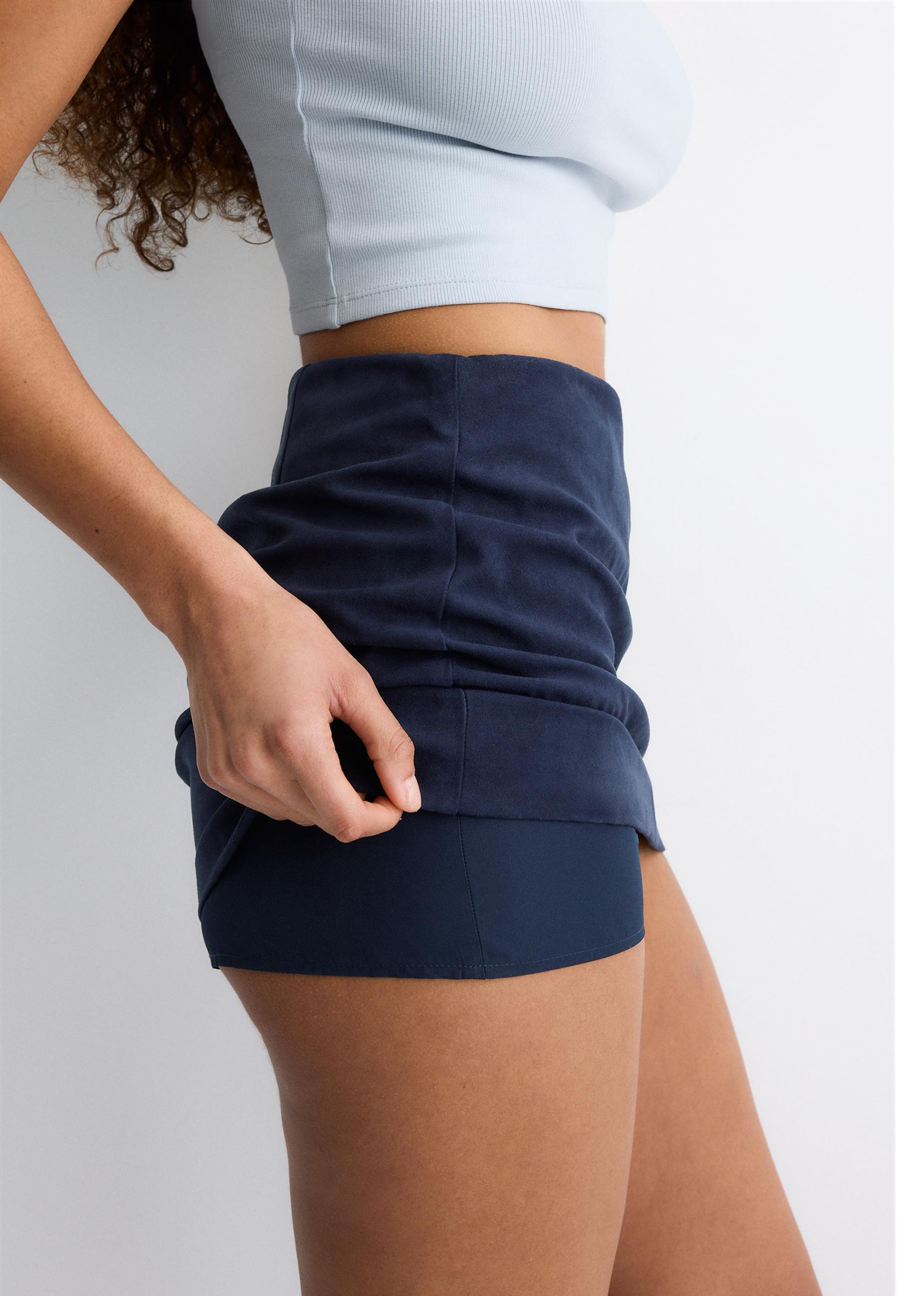 Faux suede mini skort — Navy blue