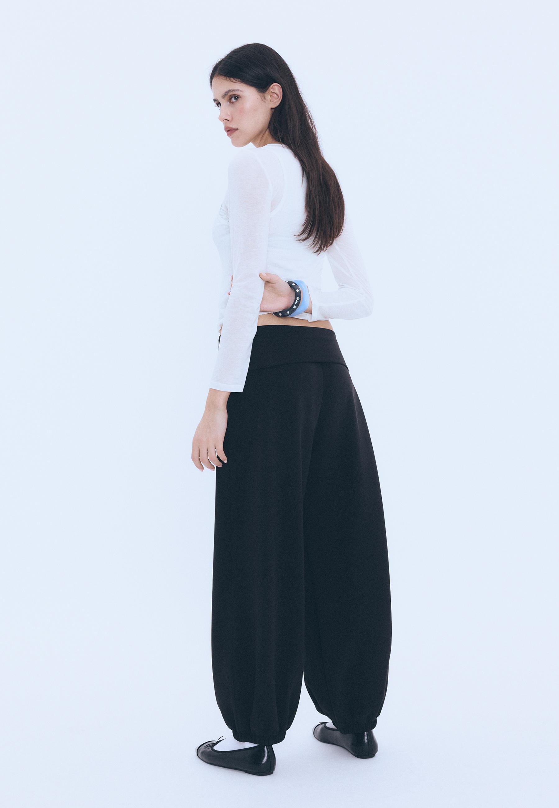 Stradivarius Balon jogger pantolon, katlamalı bel, yumuşak doku görsel 8