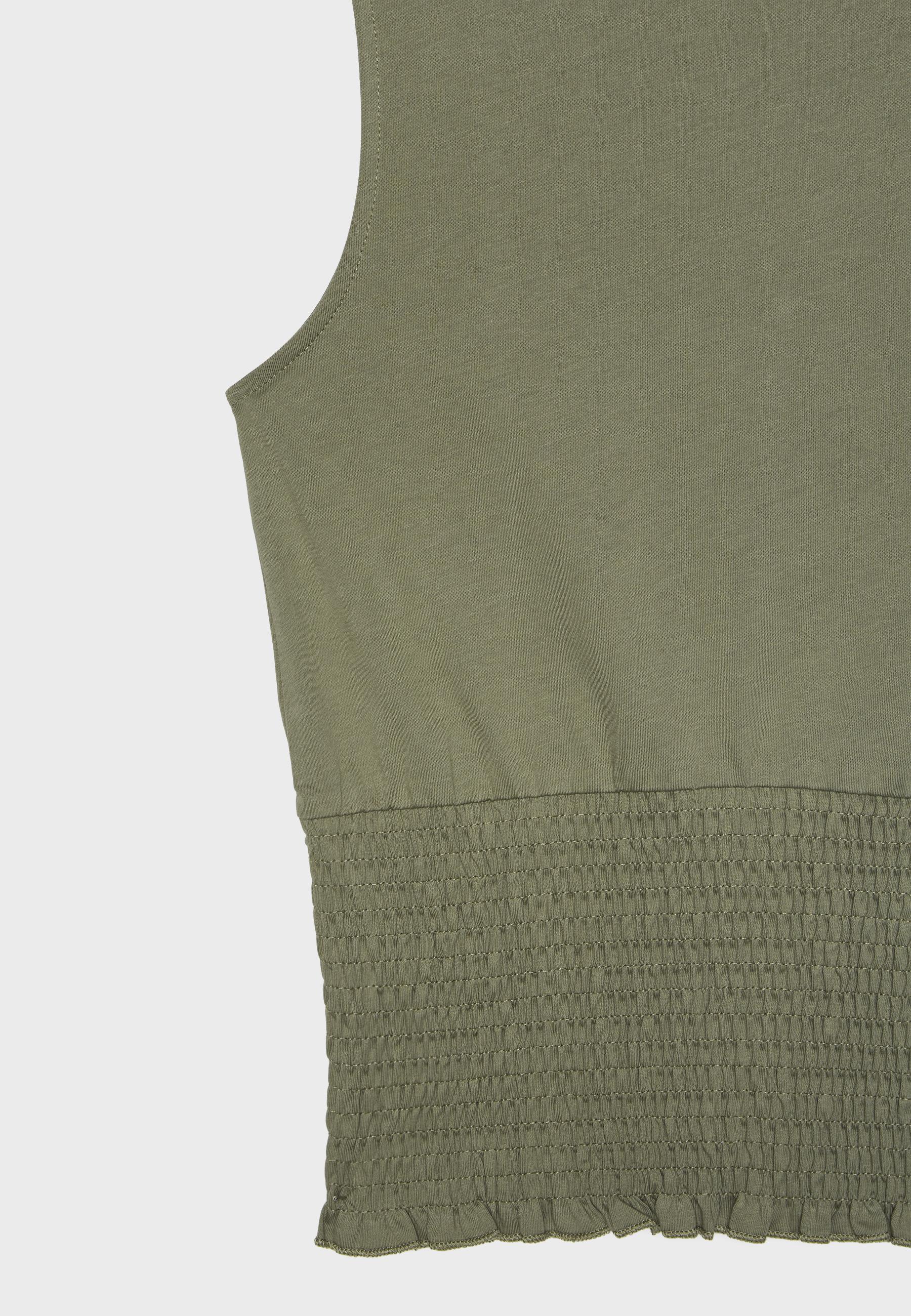 Elasticated T-shirt — Olive green