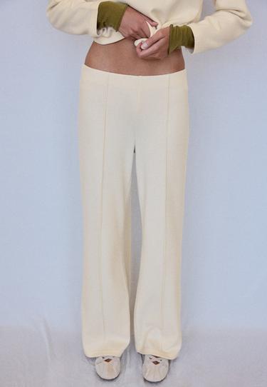 Soft-touch pintuck trousers — Ecru 3