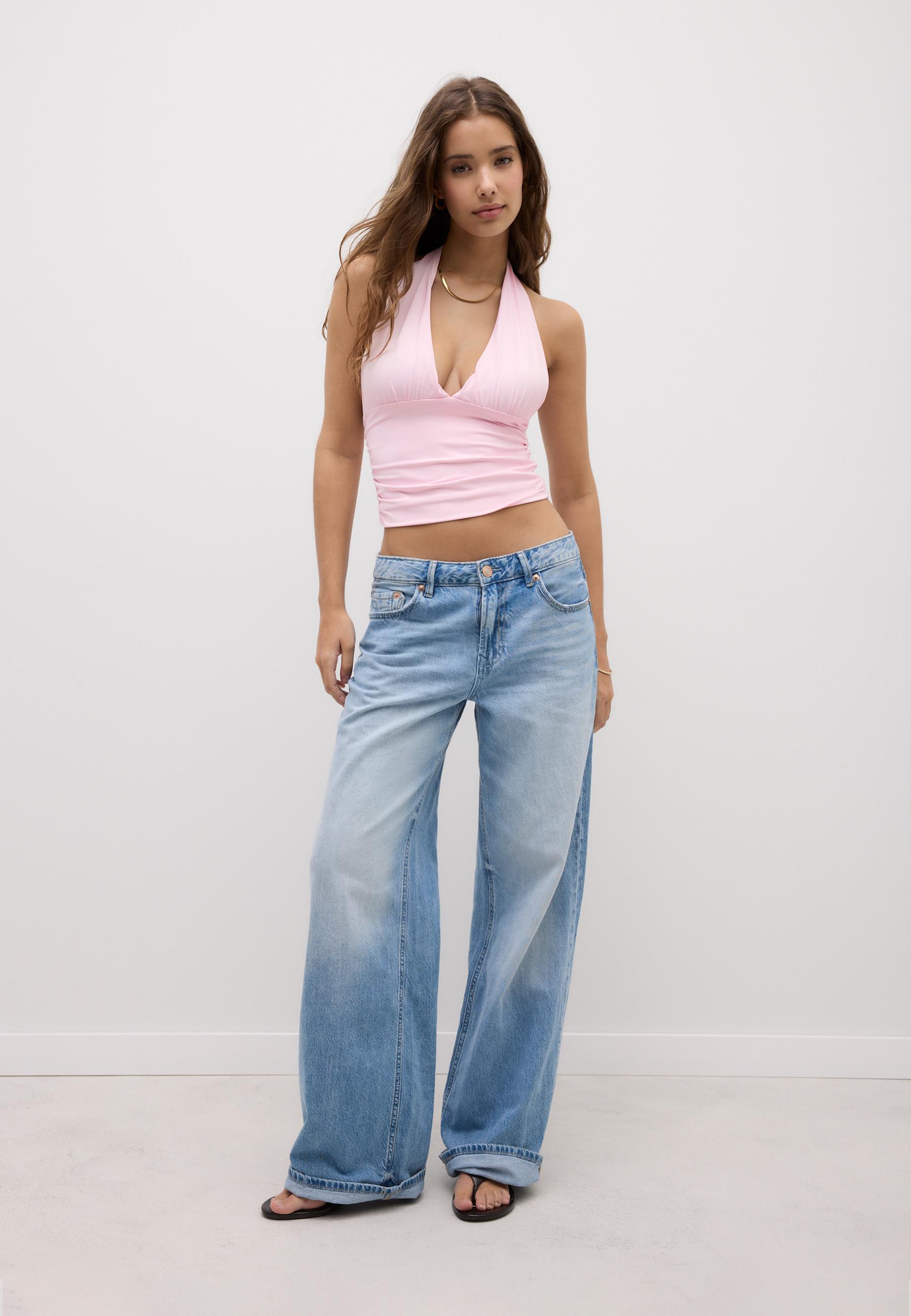 Halter yaka büzgülü top - Görsel 3