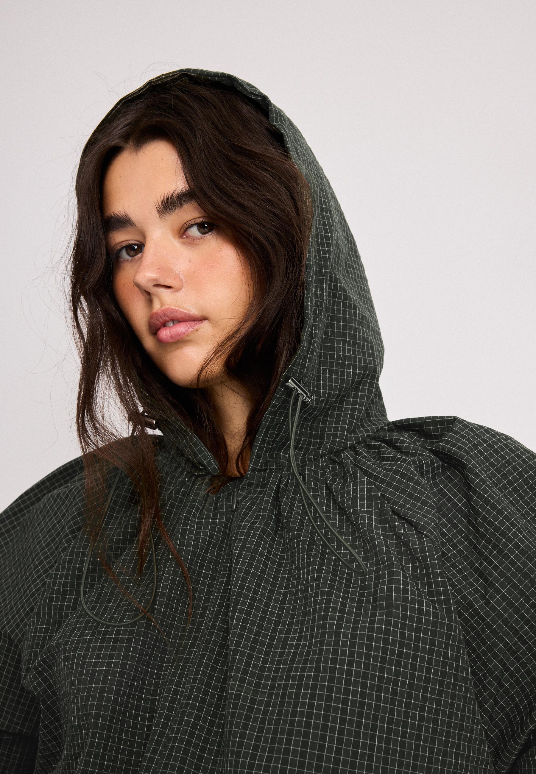 Checked Technical Sweatshirt — Khaki