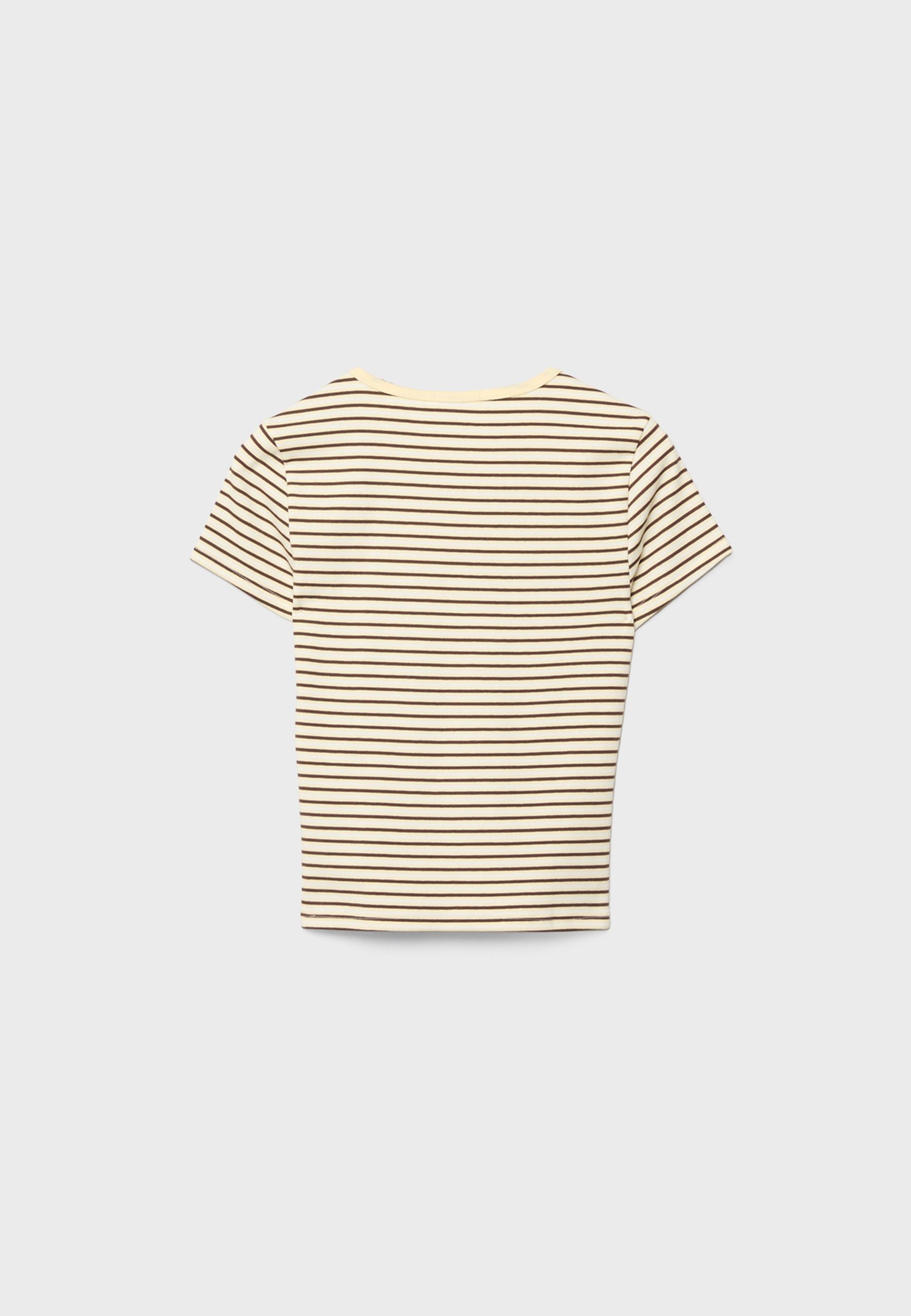 Basic slim fit striped T-shirt — Pastel yellow