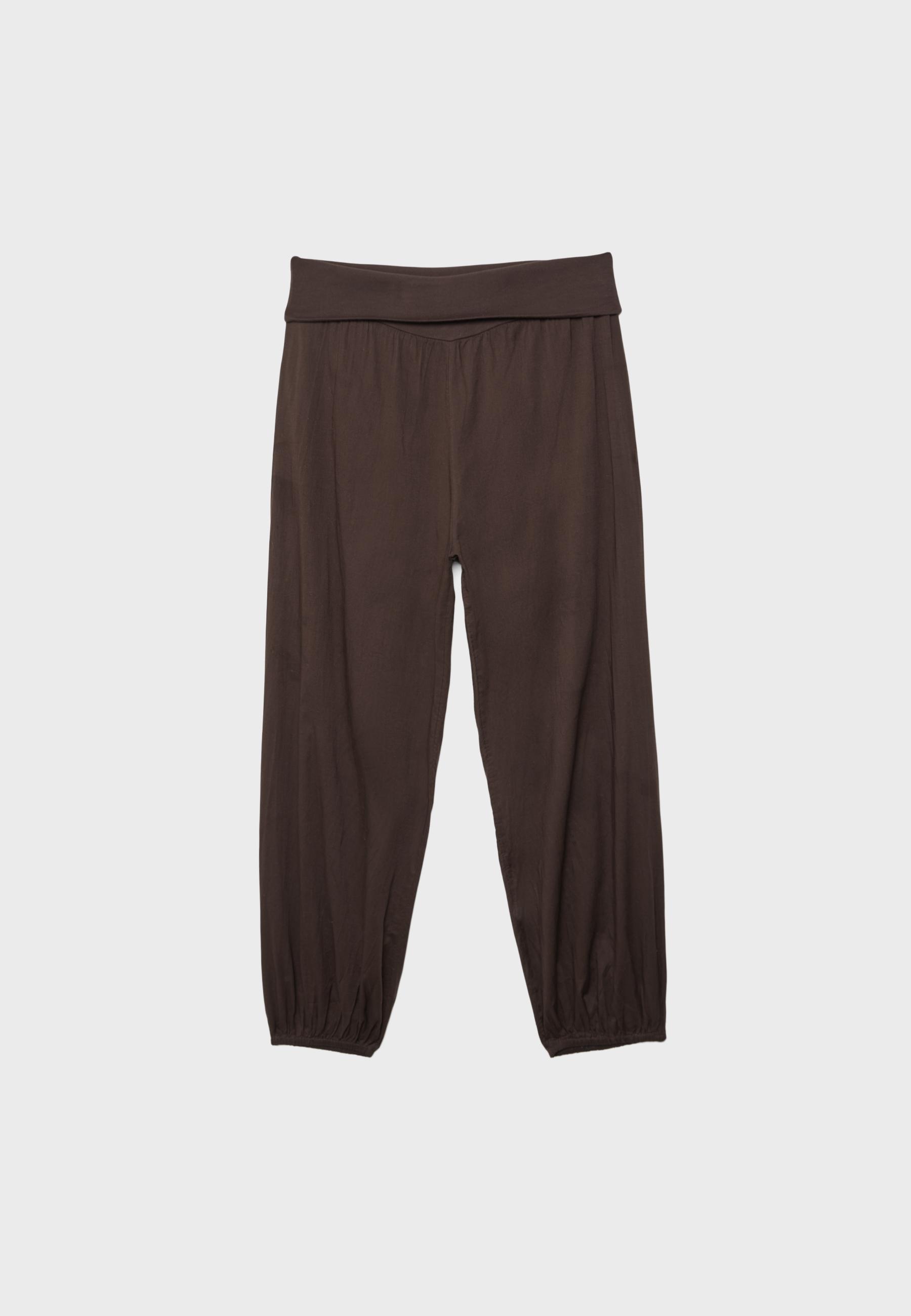 Balloon trousers with turn-down waist — Brown