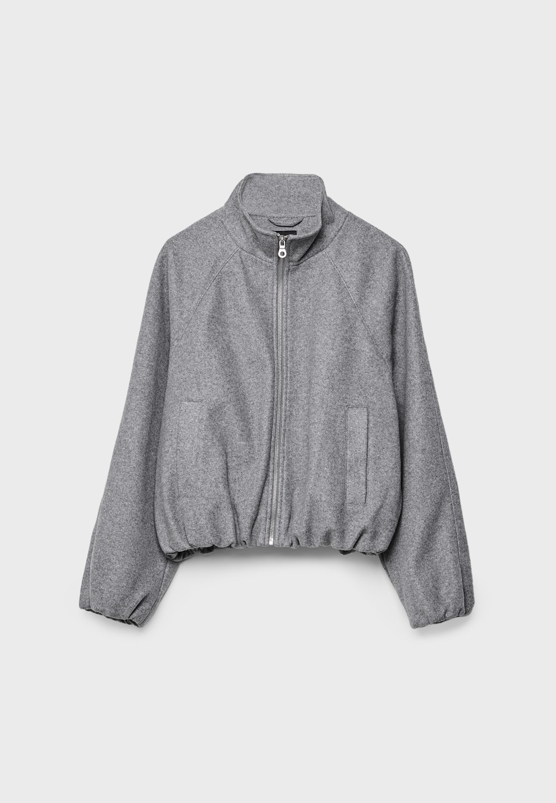 Soft-touch balloon bomber jacket — Dark grey