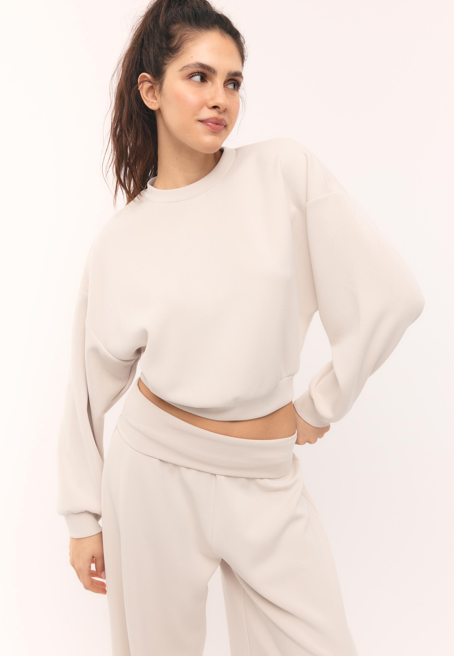 Soft-touch batwing sleeve sweatshirt — Stone