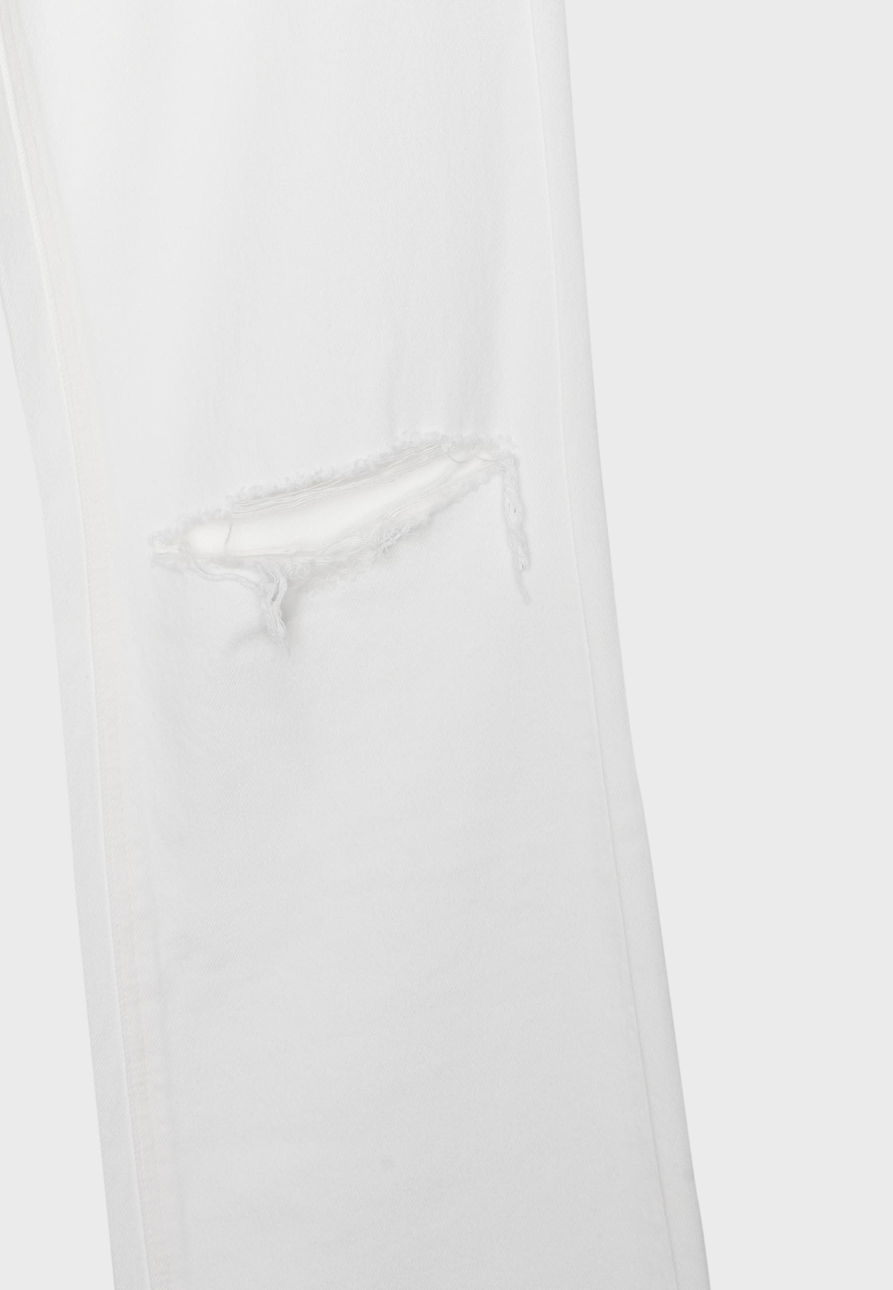 D92 ripped straight wide-leg jeans — Ecru