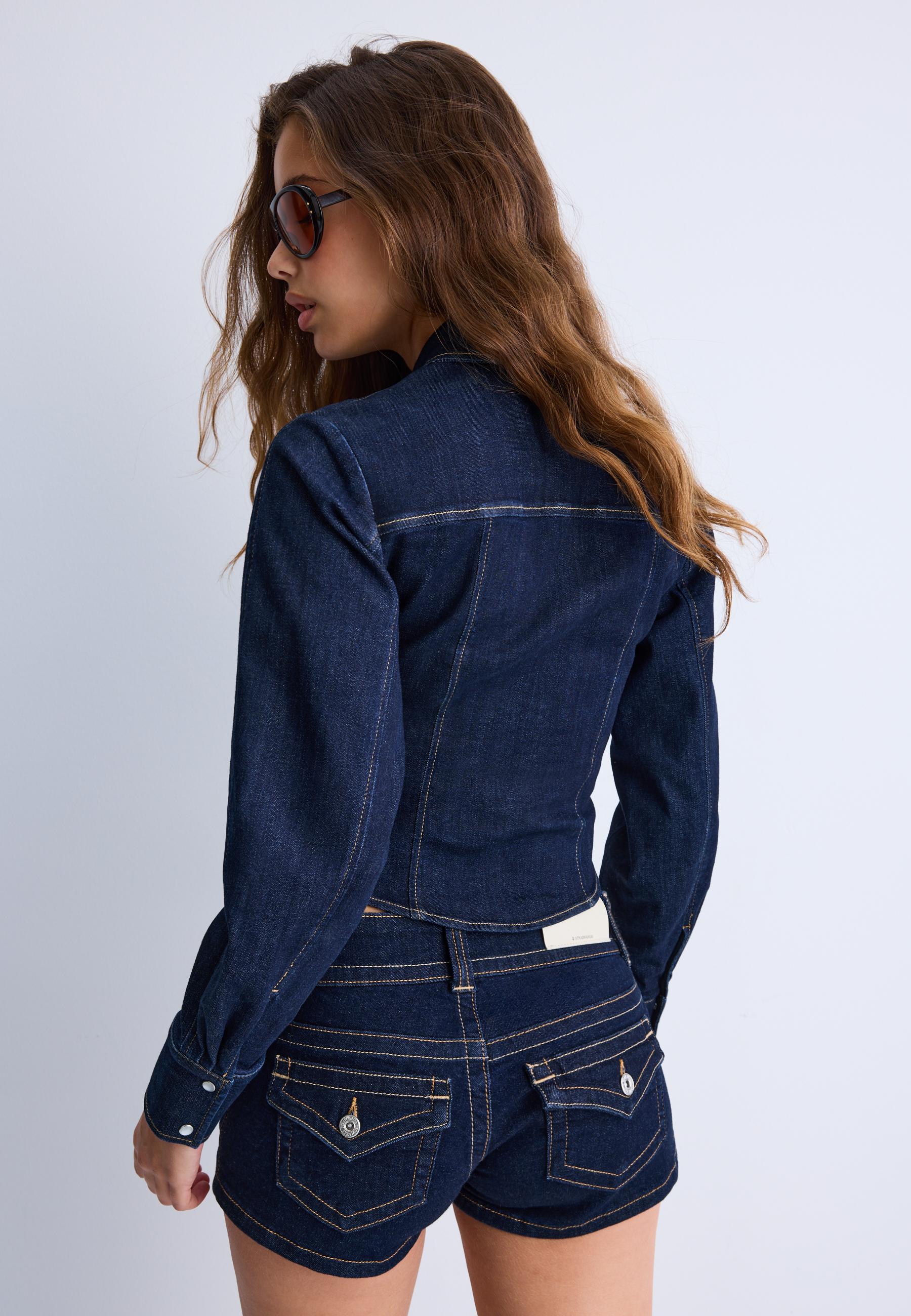 Denim corset shirt — OVERDYED BLUE DENIM