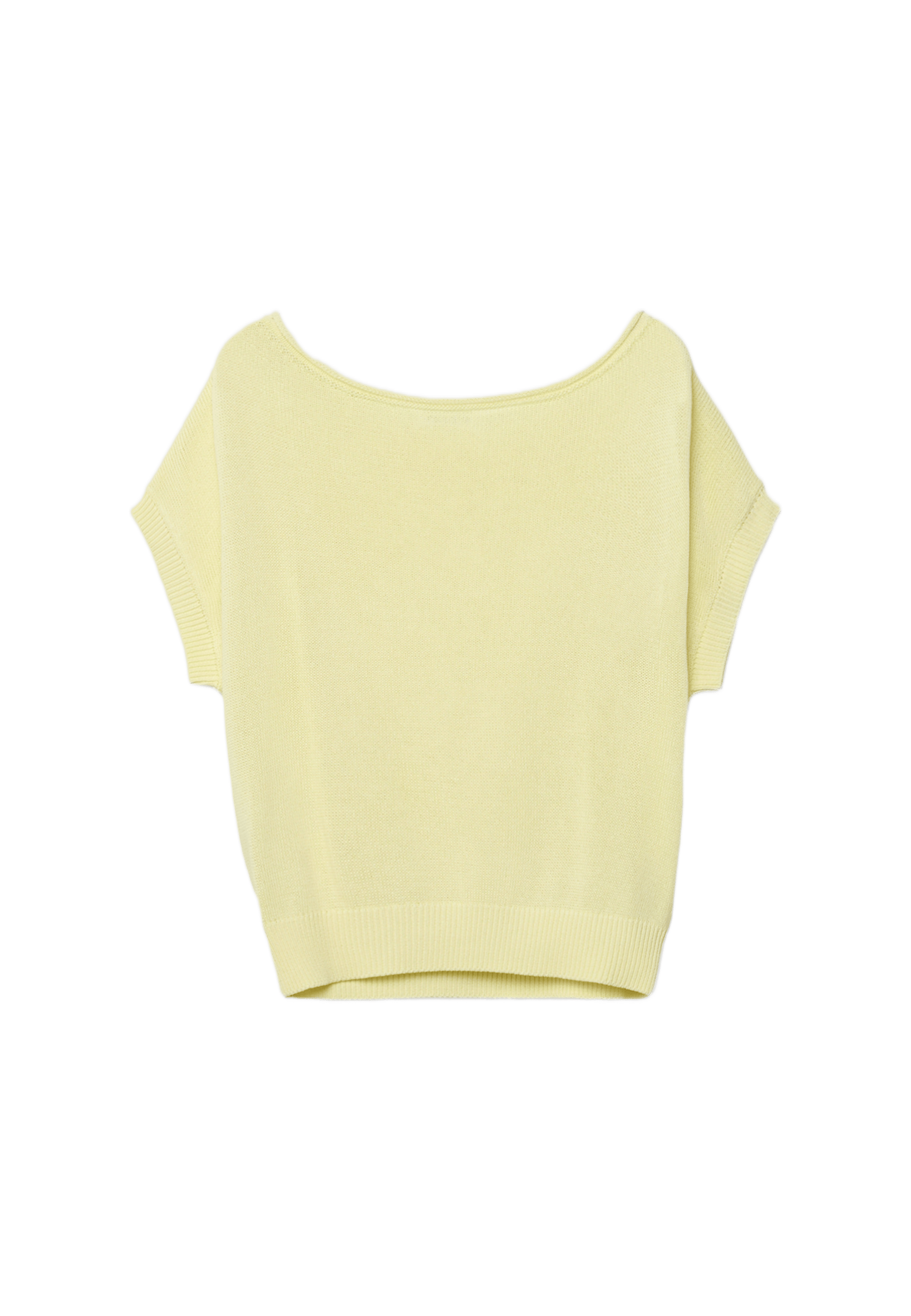 Rustic knit boat neck top — Pastel yellow