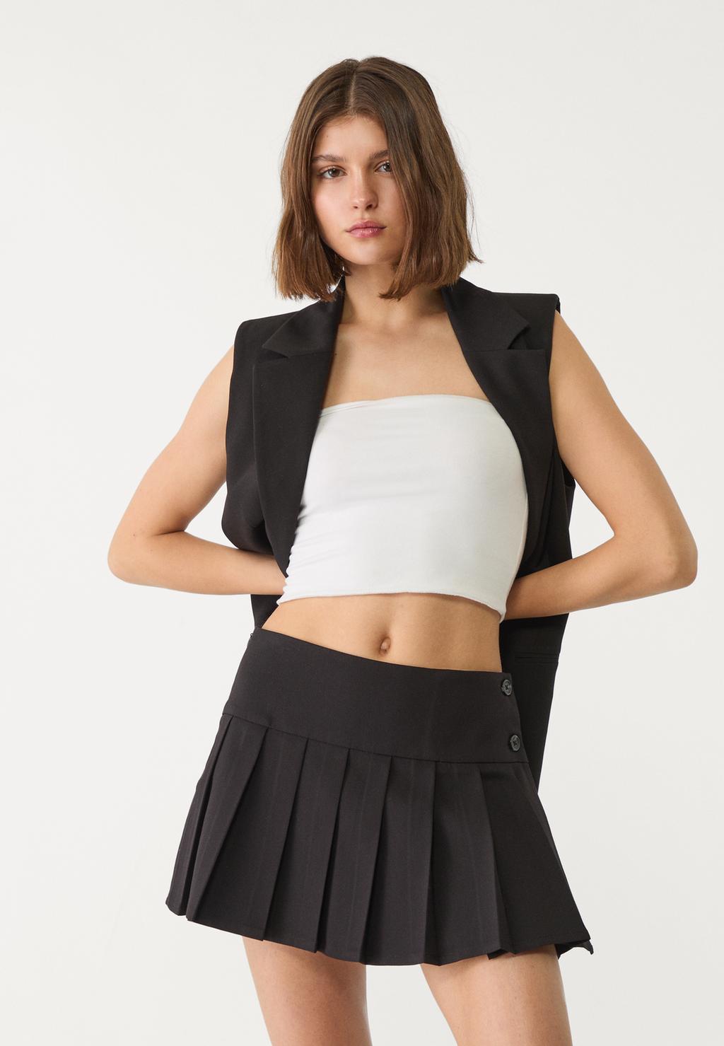 Box pleat mini skort