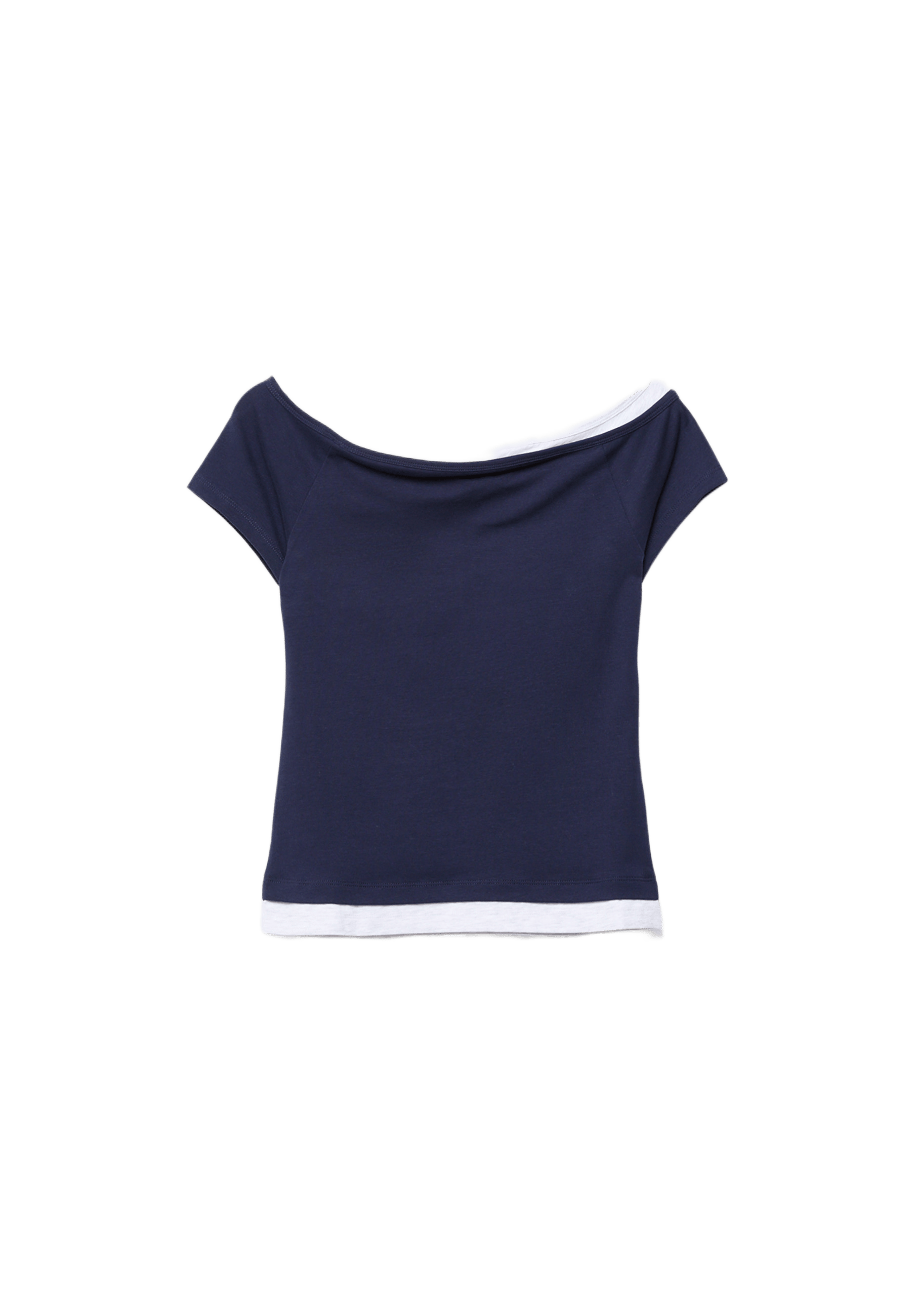 Boat neck short sleeve T-shirt — Dark blue