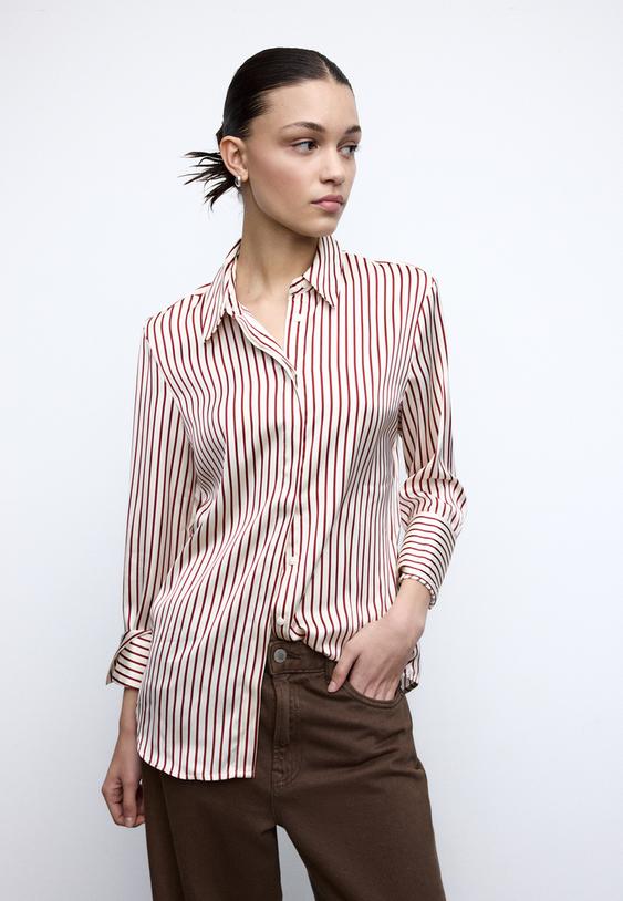 camisa basica satinada rayas