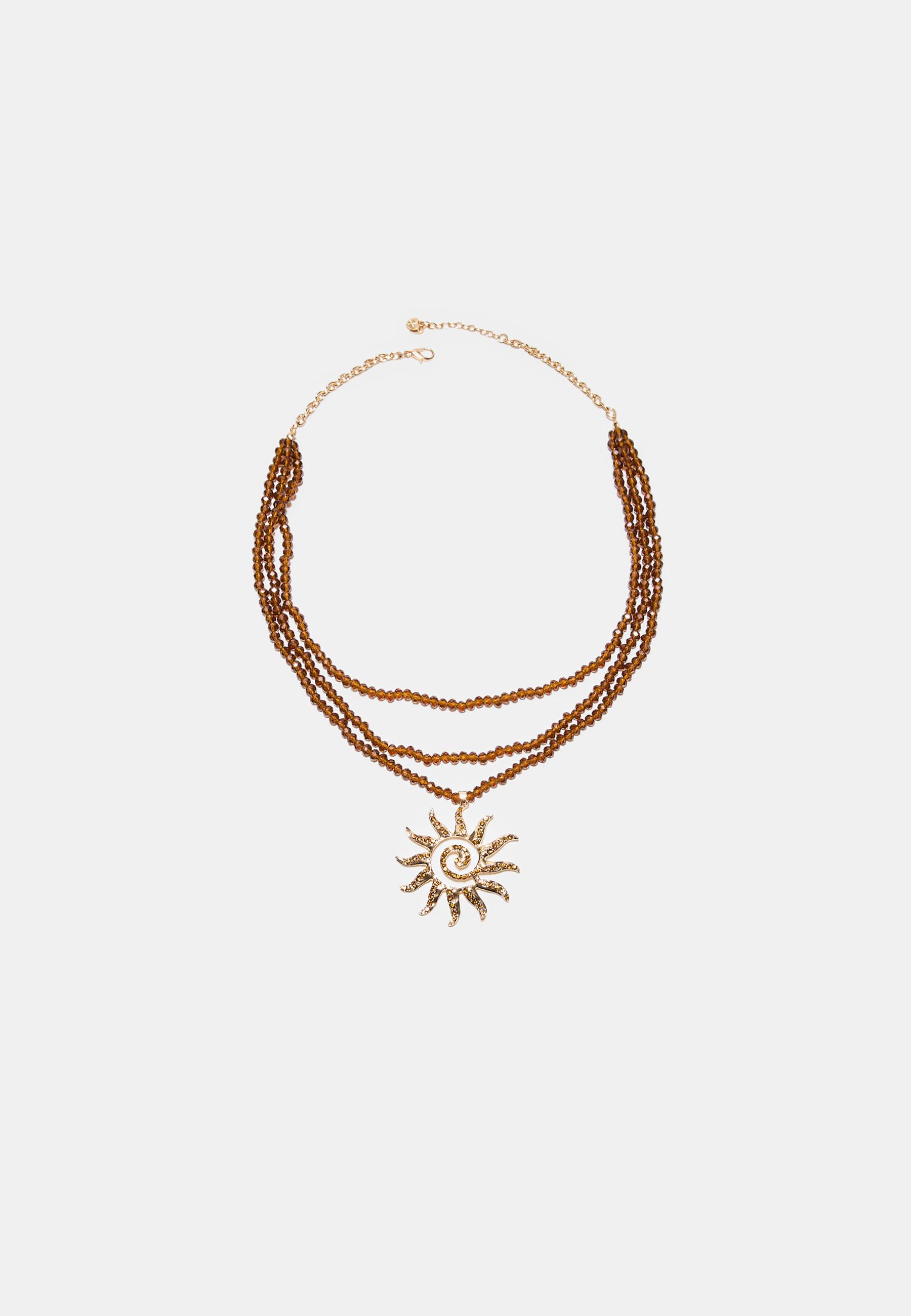 Beaded sun necklace — Gold