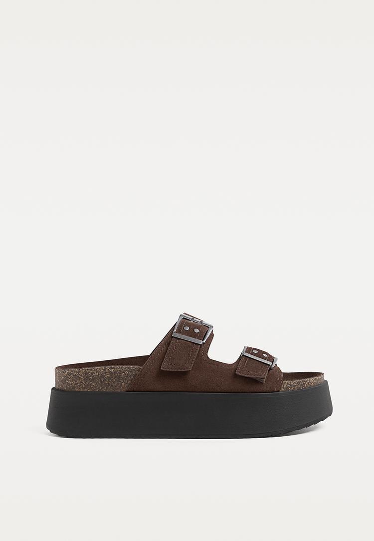 sandalias piel planas hebillas