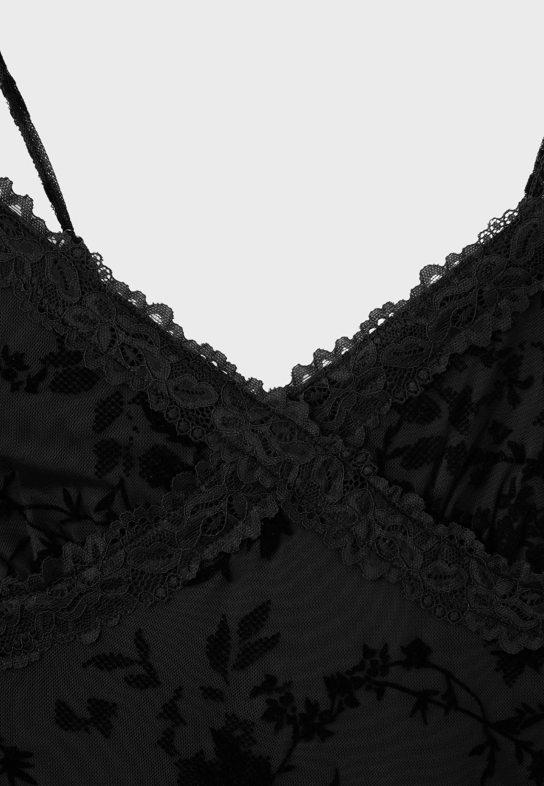 Felted lace fitted top — Black