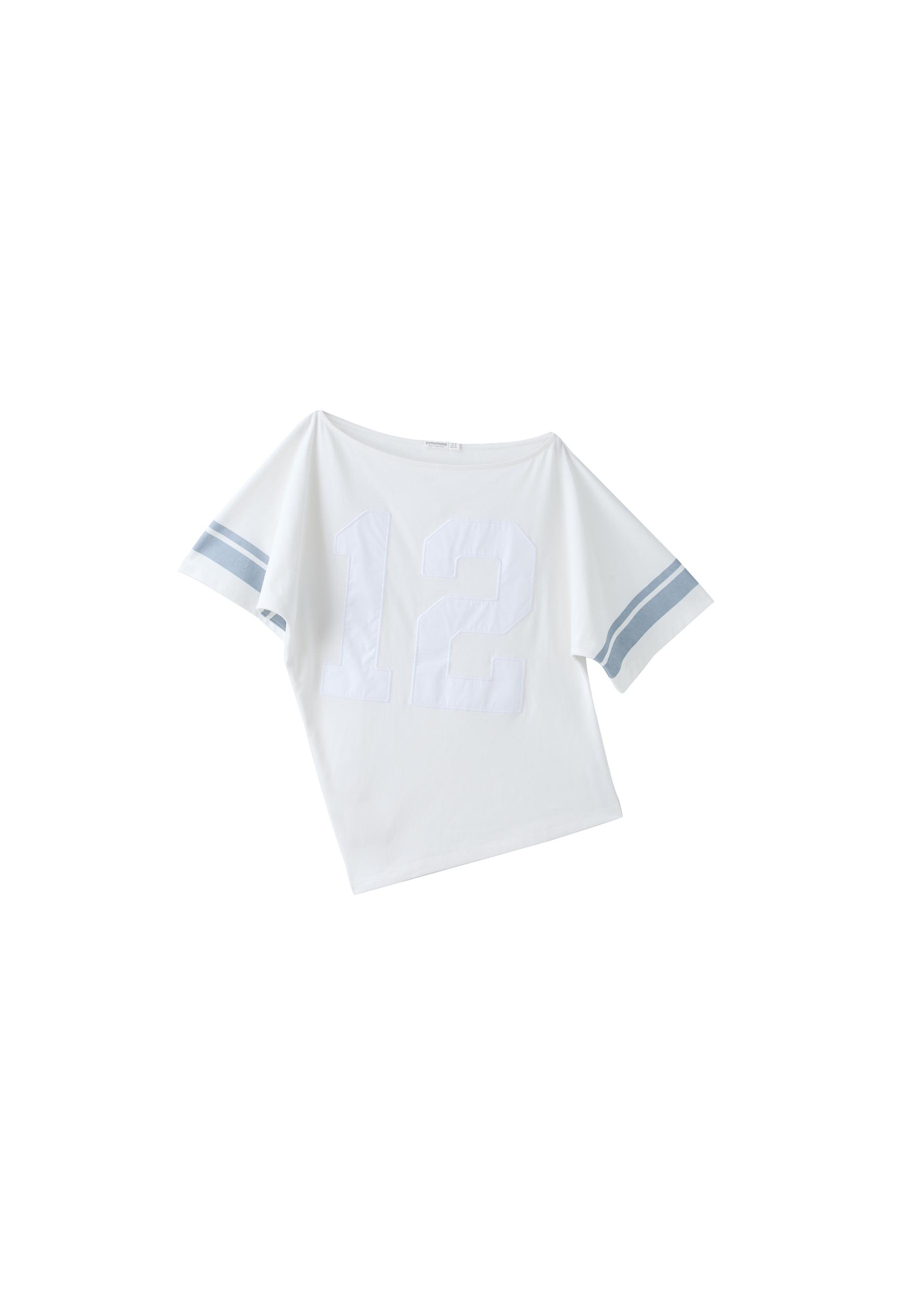 Asymmetric embroidered T-shirt — Ecru