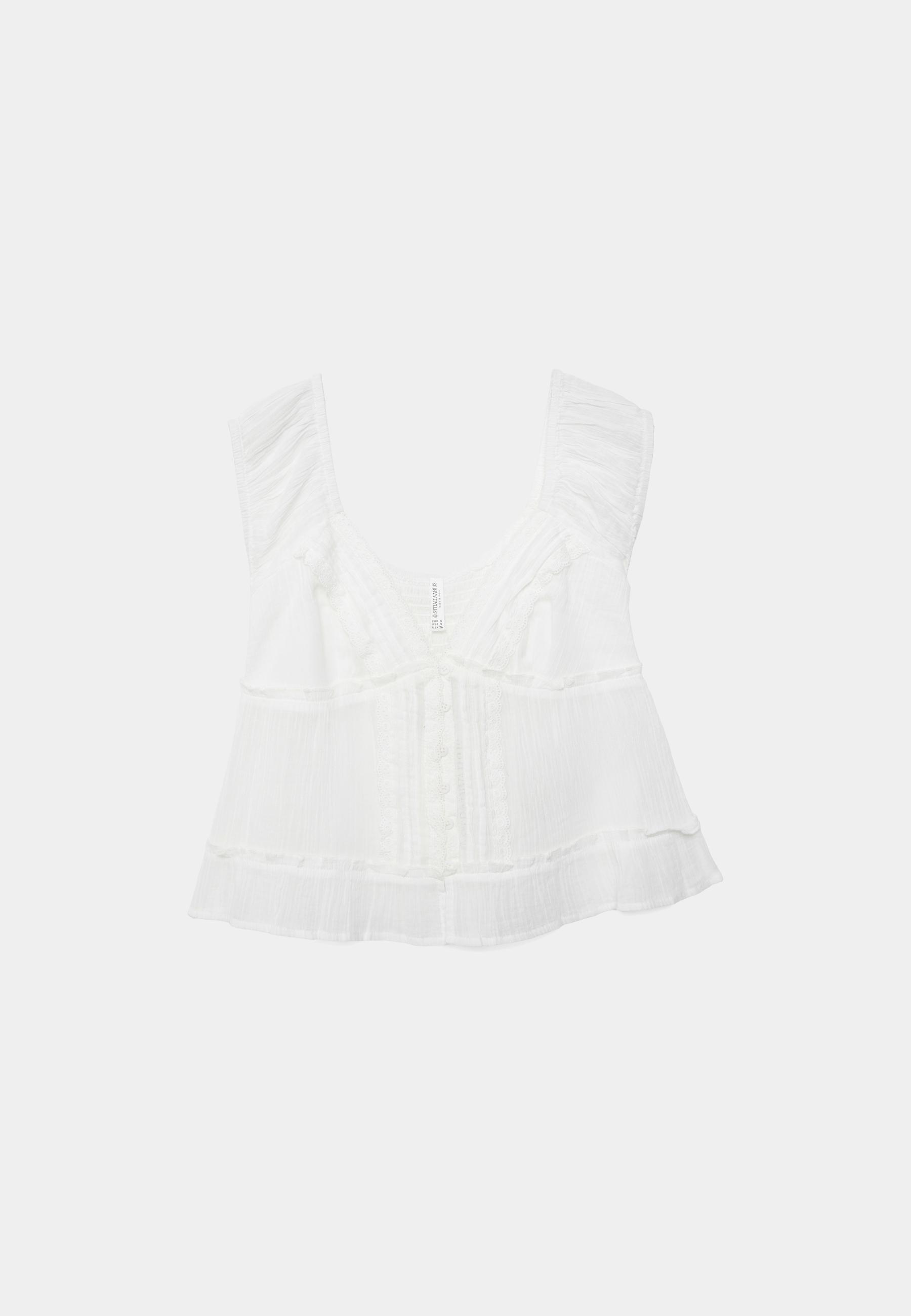 Flowing button-up top — White