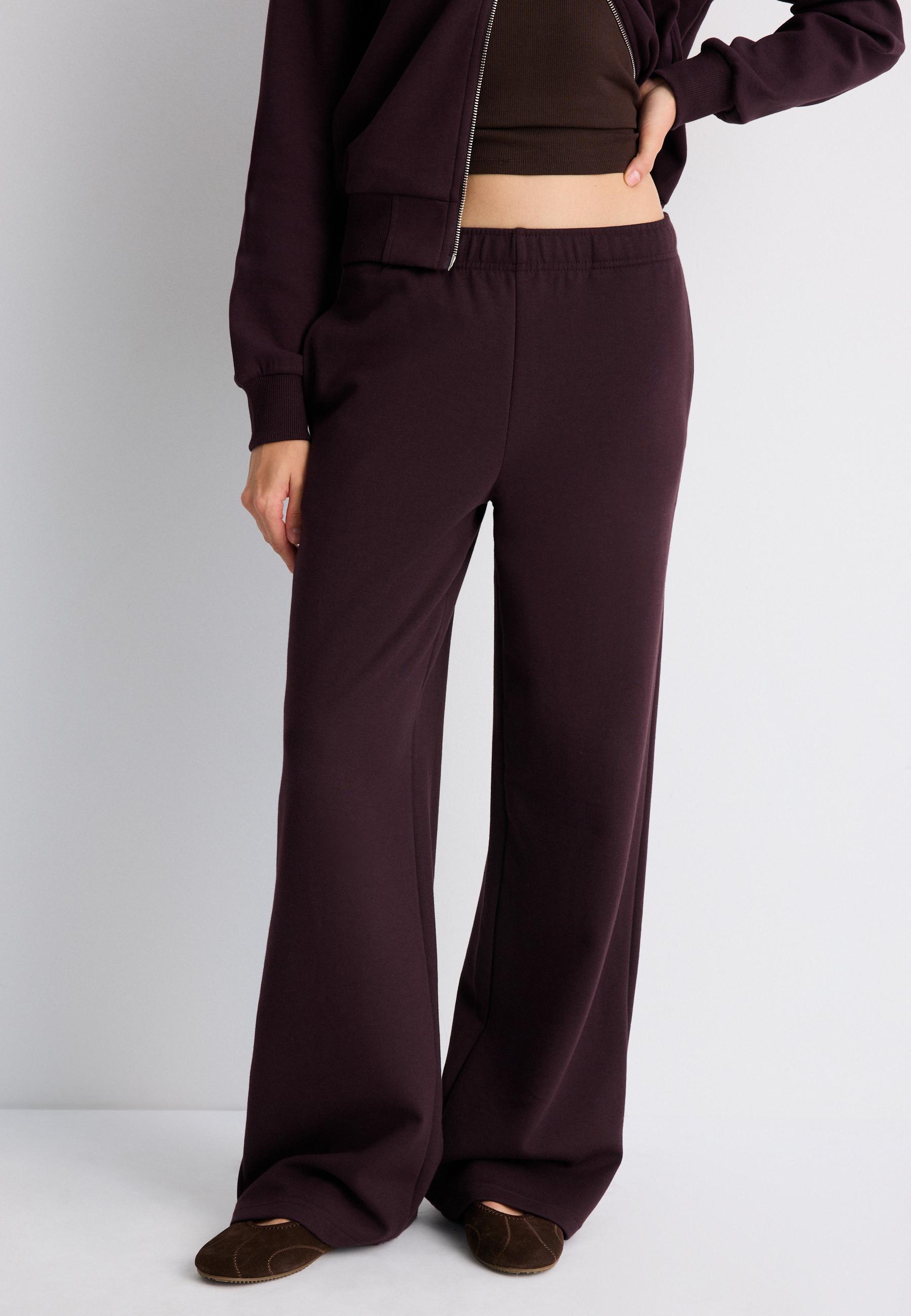 Stradivarius Jogger Παντελόνι Με Φαρδύ Μπαντζάκι Σκούρο Μωβ Xs