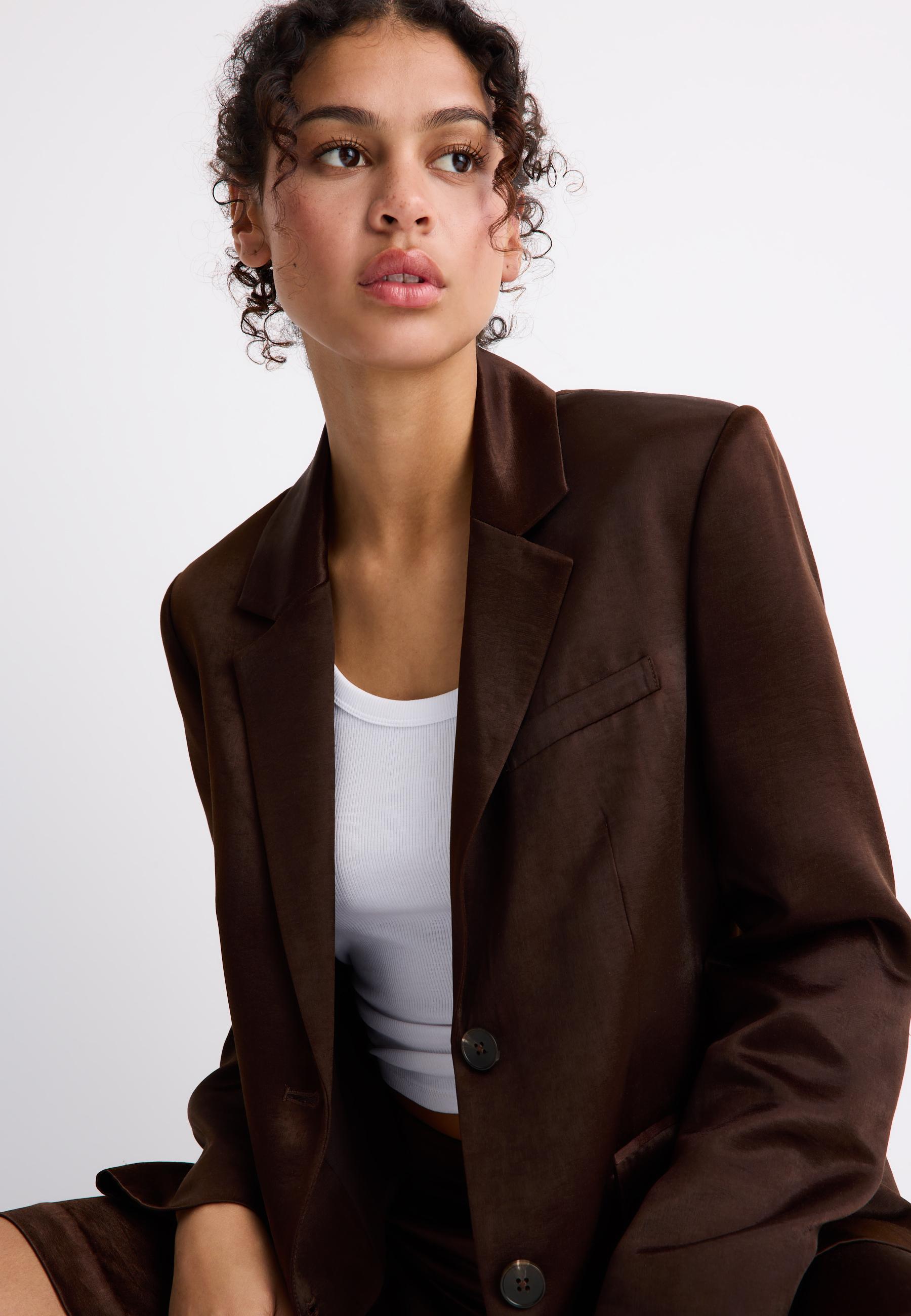 Satin blazer — Brown
