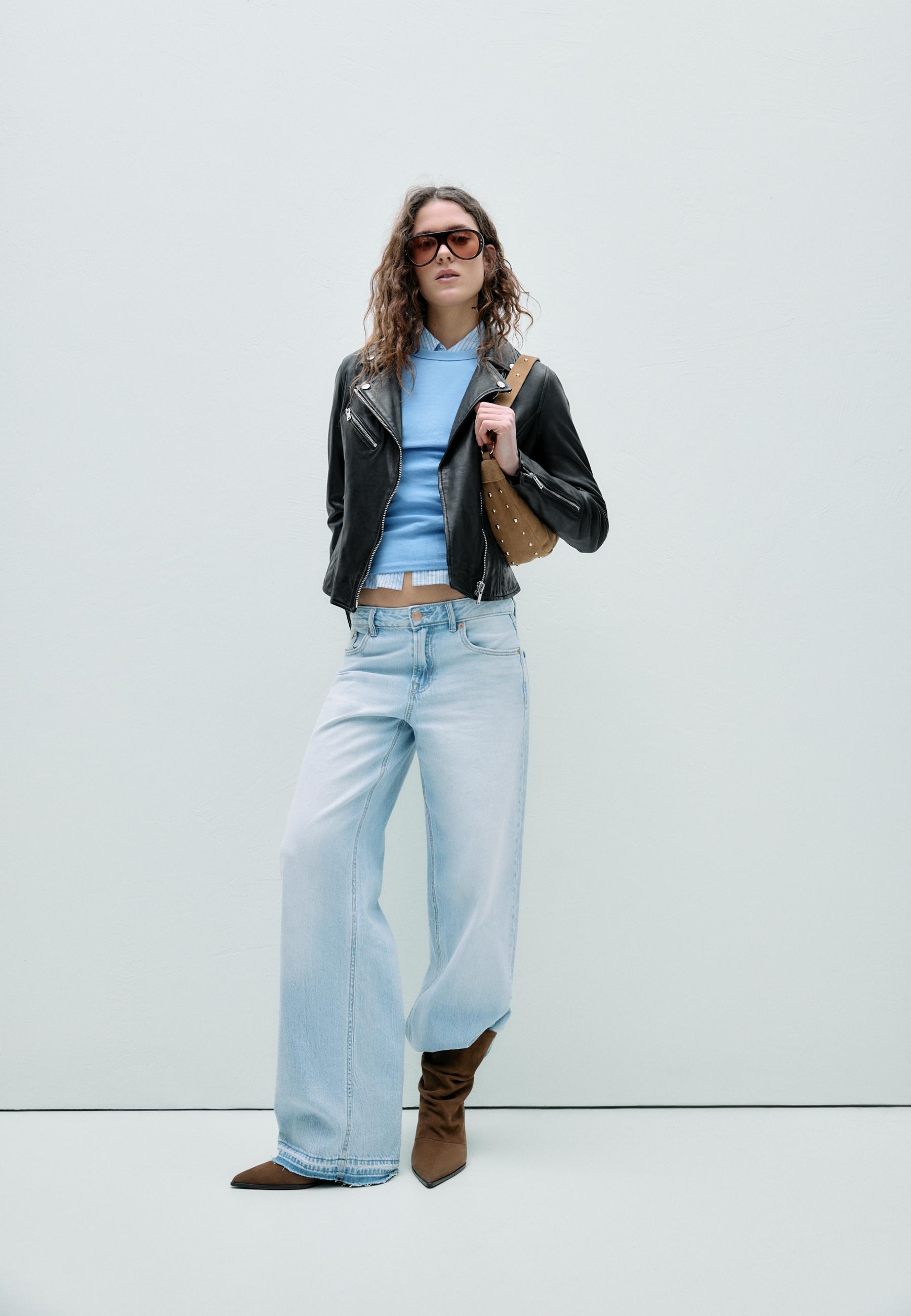 Leather biker jacket — Black