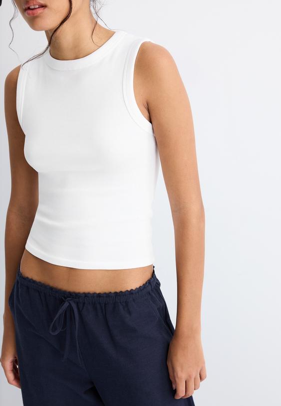 wideleg lineneffect trousers