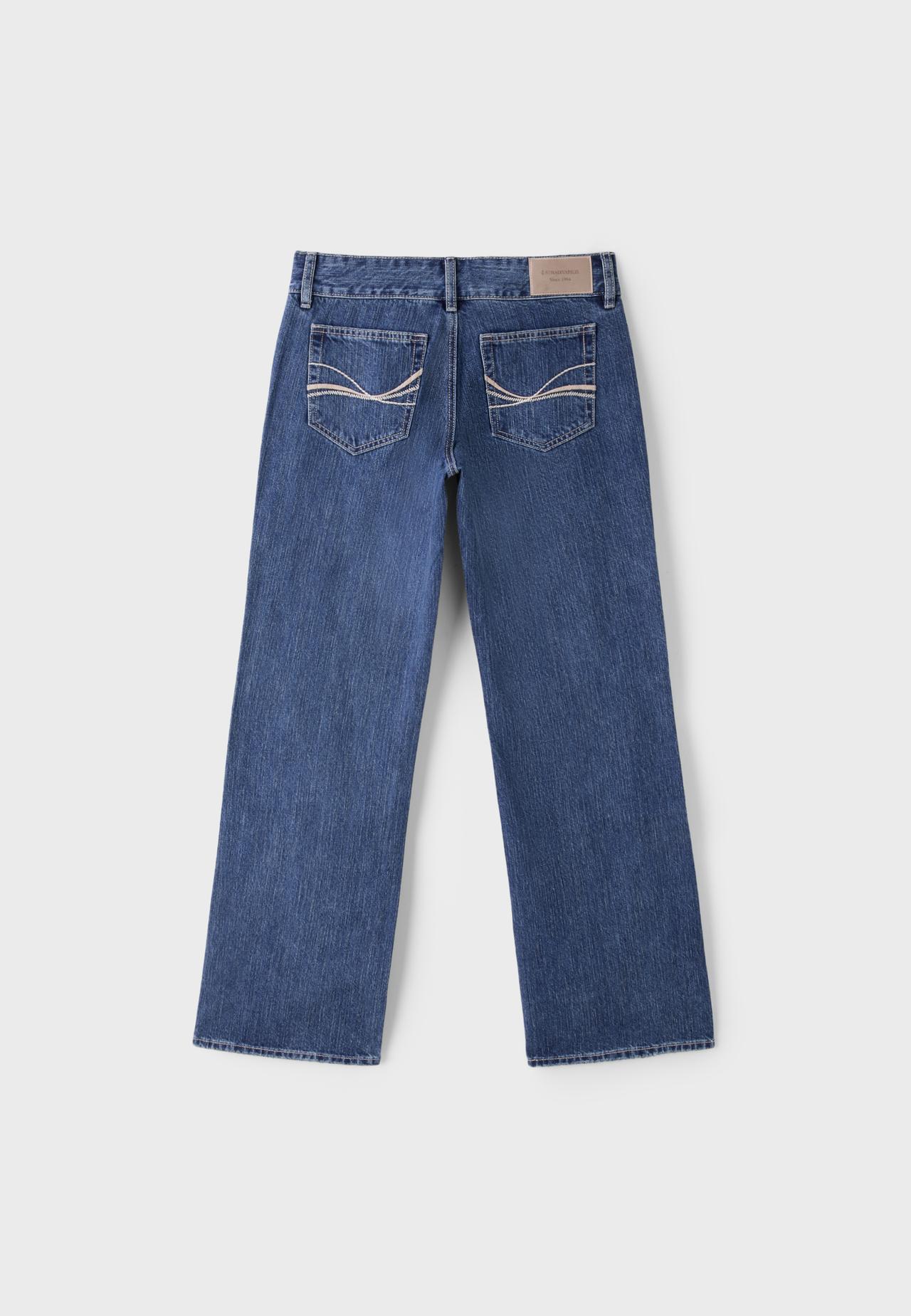 Low-rise straight jeans with hammer waist — MEDIUM BLUE DENIM