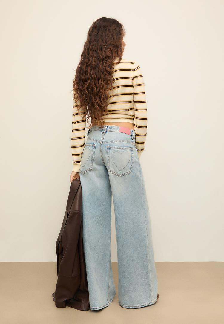 jeans wide leg low waist corazones