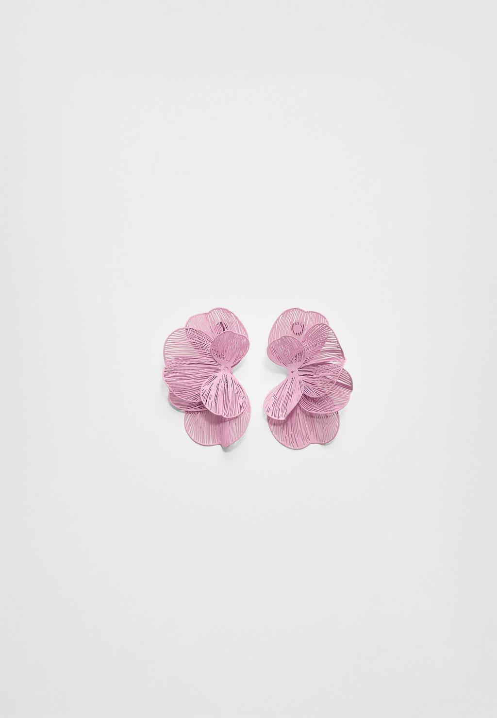 Textured flower fan earrings