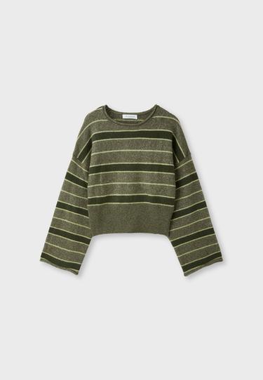 Soft knit sash-detail jumper — Khaki 7