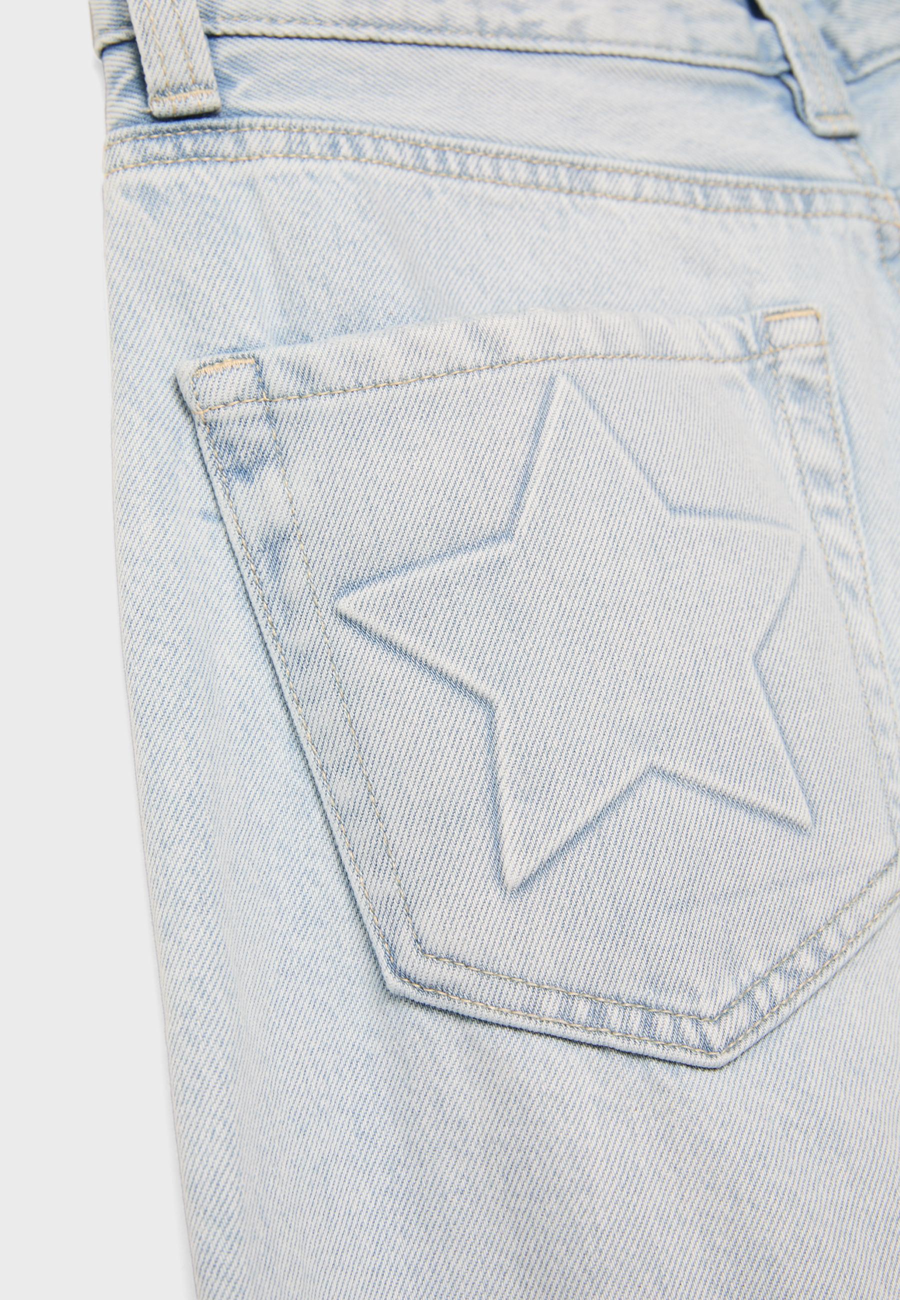Low-rise wide-leg jeans with star detail — MEDIUM LIGHT BLUE DENIM