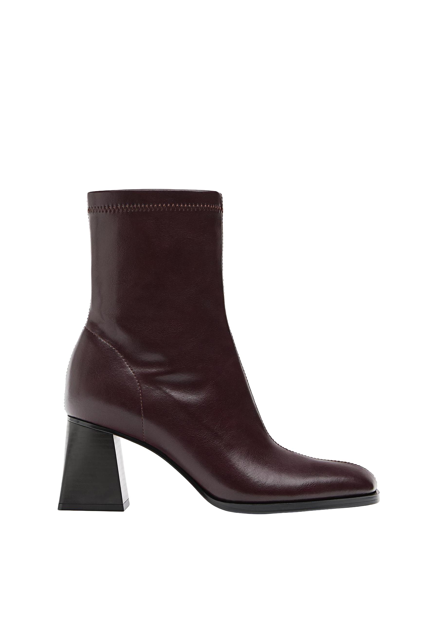 Block heel ankle boots — BURGUNDY