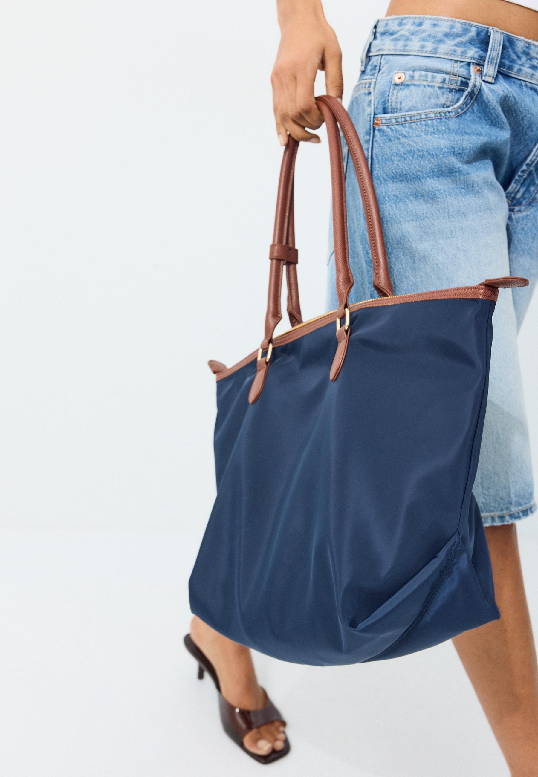 Contrast crossbody shopper bag — Navy blue