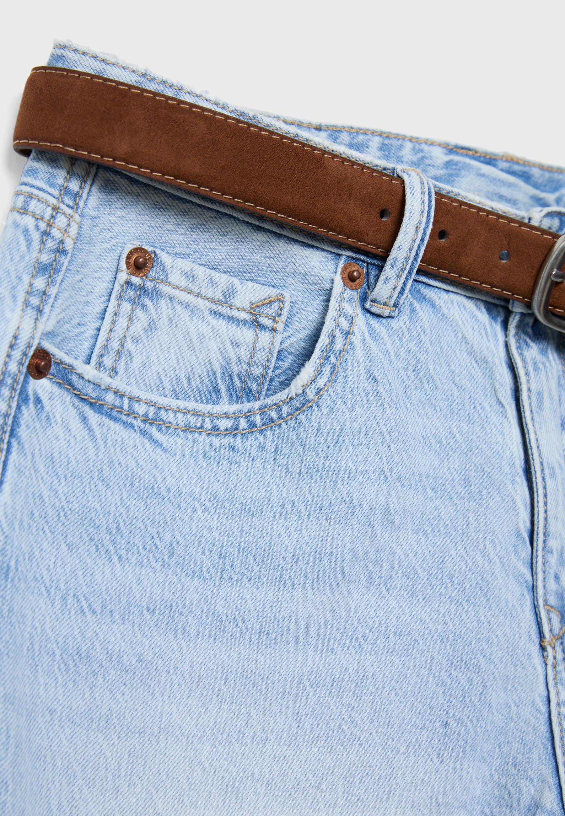 D68 Boot-cut jeans with belt — MEDIUM LIGHT BLUE DENIM