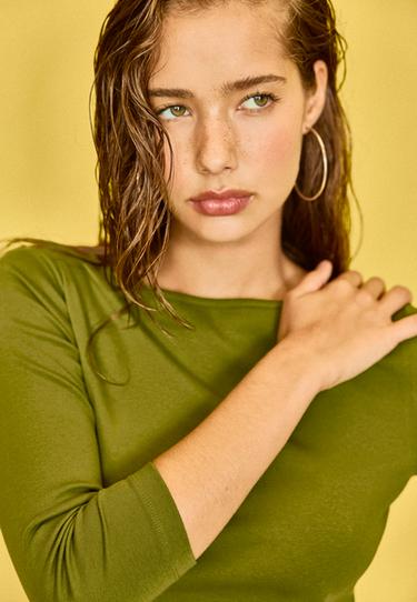 Boat neck basic T-shirt — Dark green 1