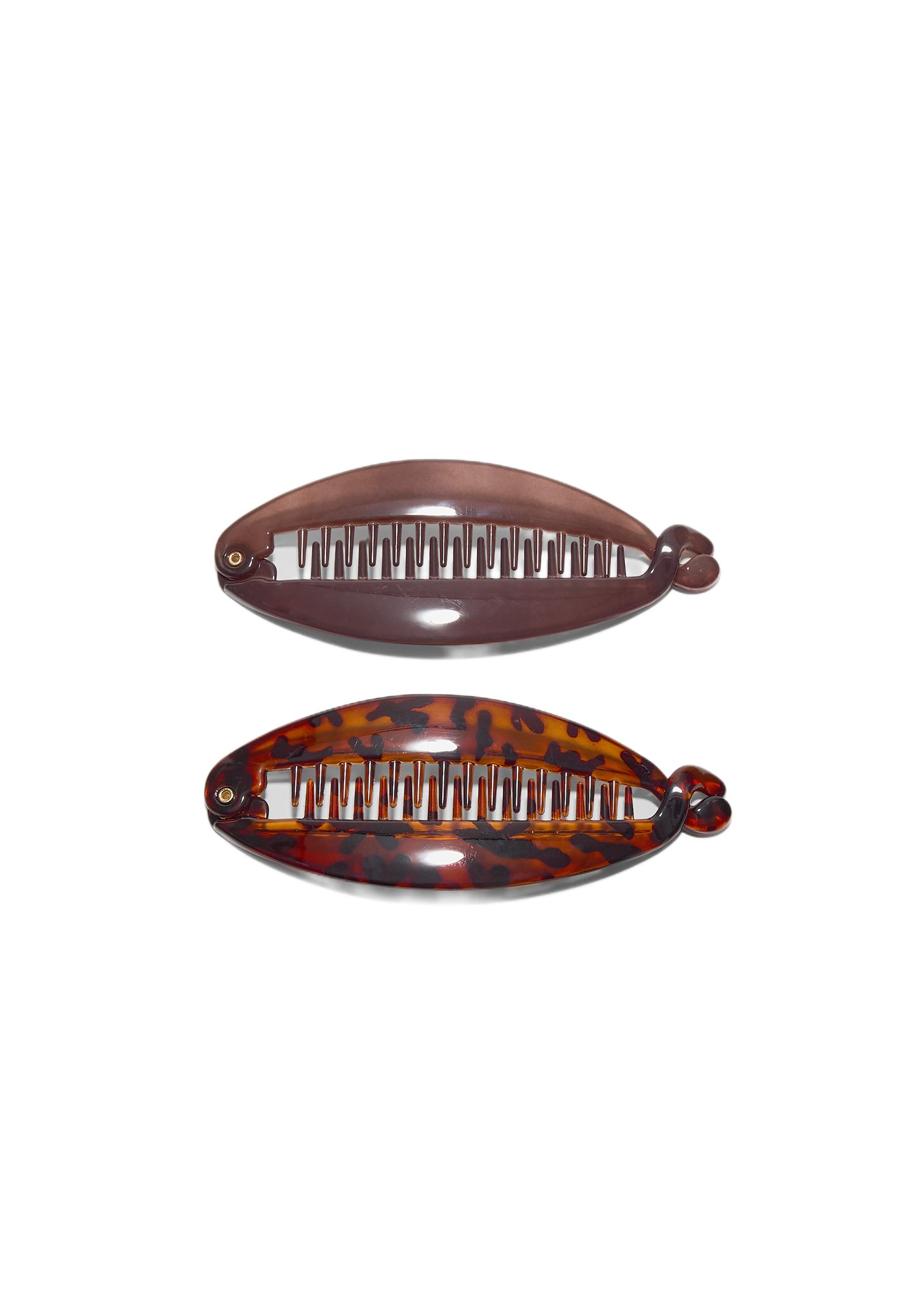 Set of 2 banana hair clips — Brown