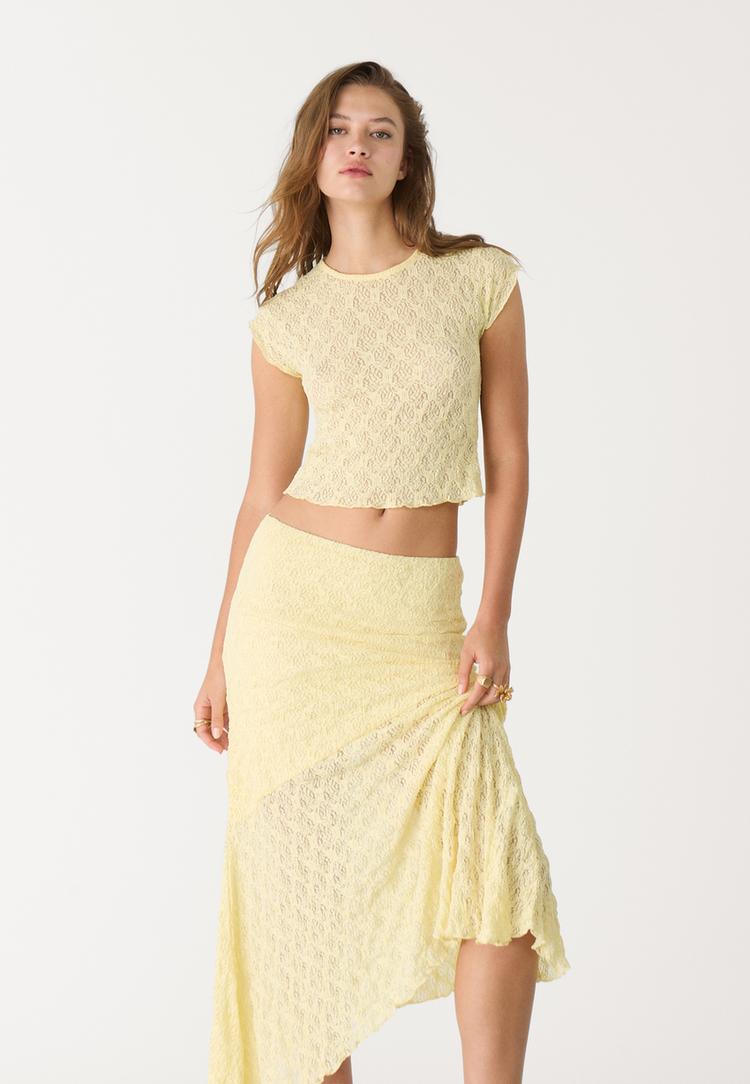 t shirt mini manches en dentelle
