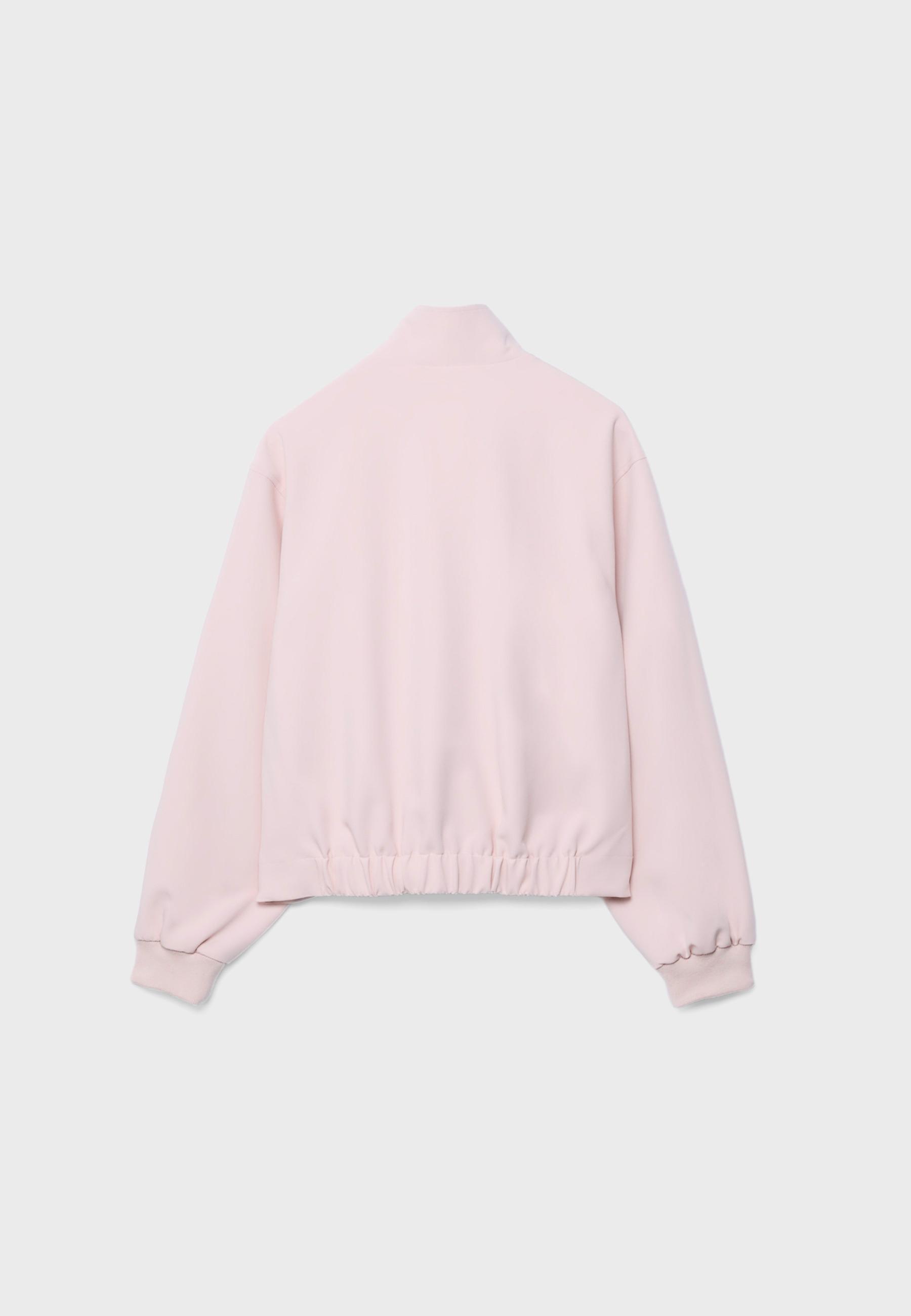 Puff high neck jacket — Salmon pink