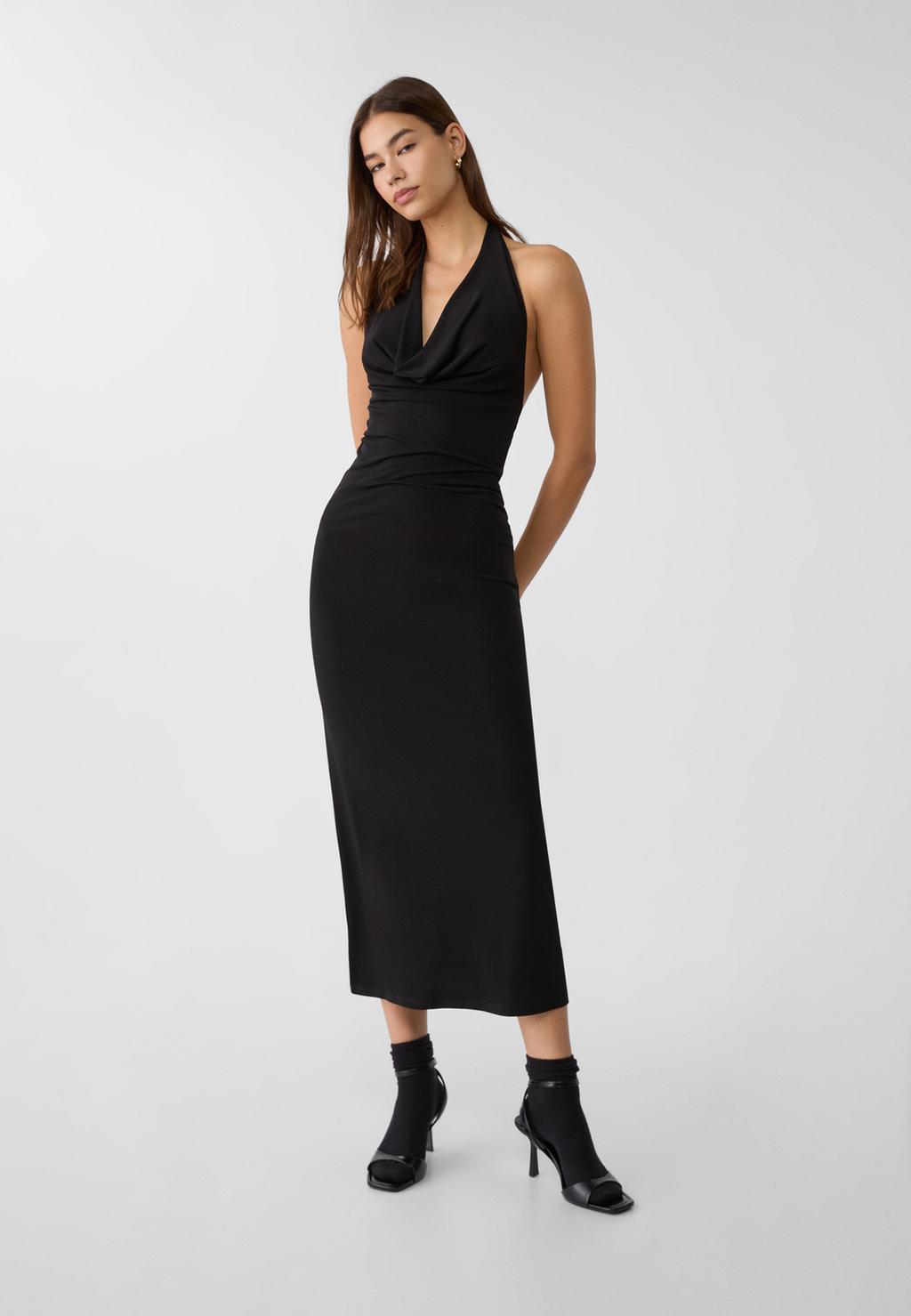 Robe midi encolure américaine