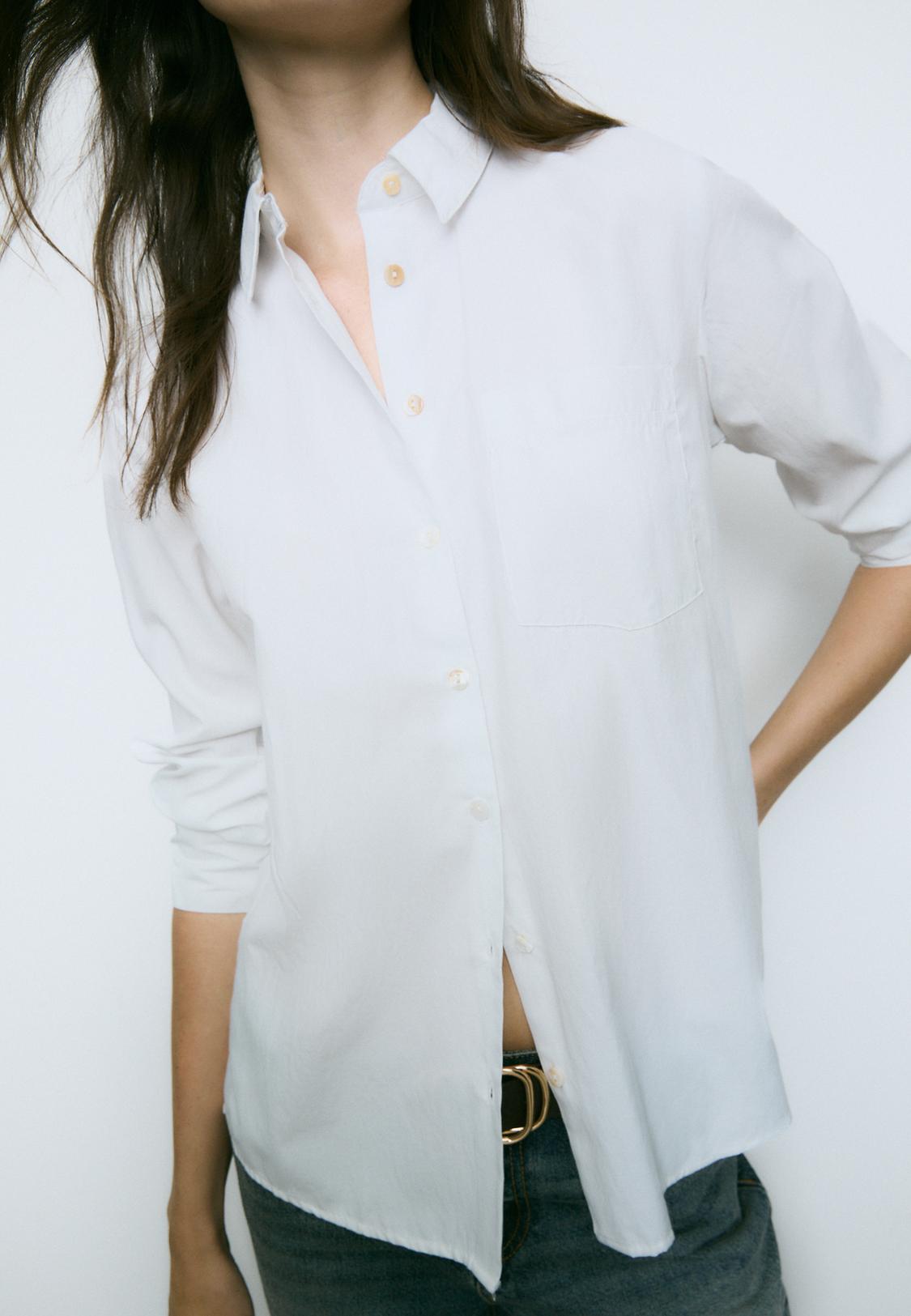 Camisa Blanca Camisa Popelin Stradivarius Shirt Camisa Negra Con